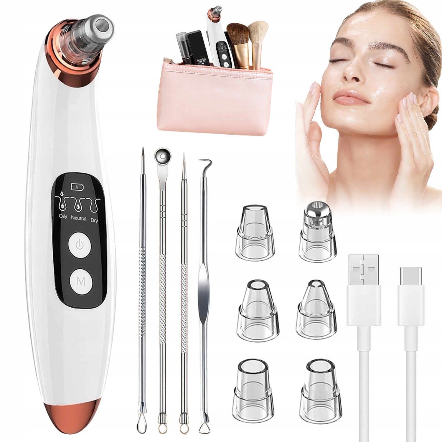 ELECTRIC FACIAL PORE PURIFIER DEVICE 6 SUCTION HEADS, PORTABLE Manufacturer code EPO1
