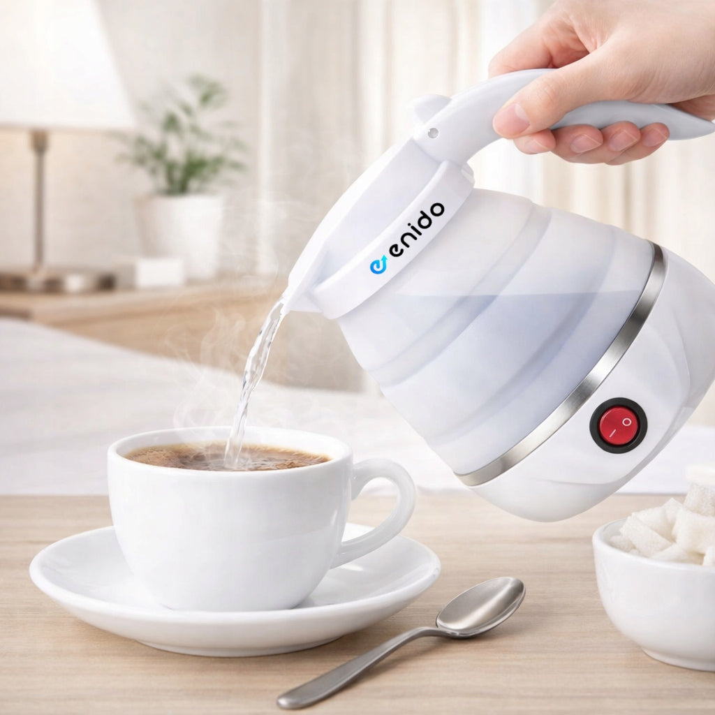 ELECTRIC FOLDING KETTLE SILICONE 0,6L 600W TRAVEL TOURIST Brand enido