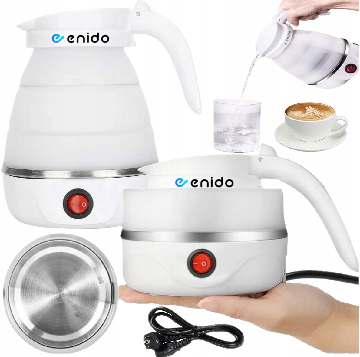 ELECTRIC FOLDING KETTLE SILICONE 0,6L 600W TRAVEL TOURIST