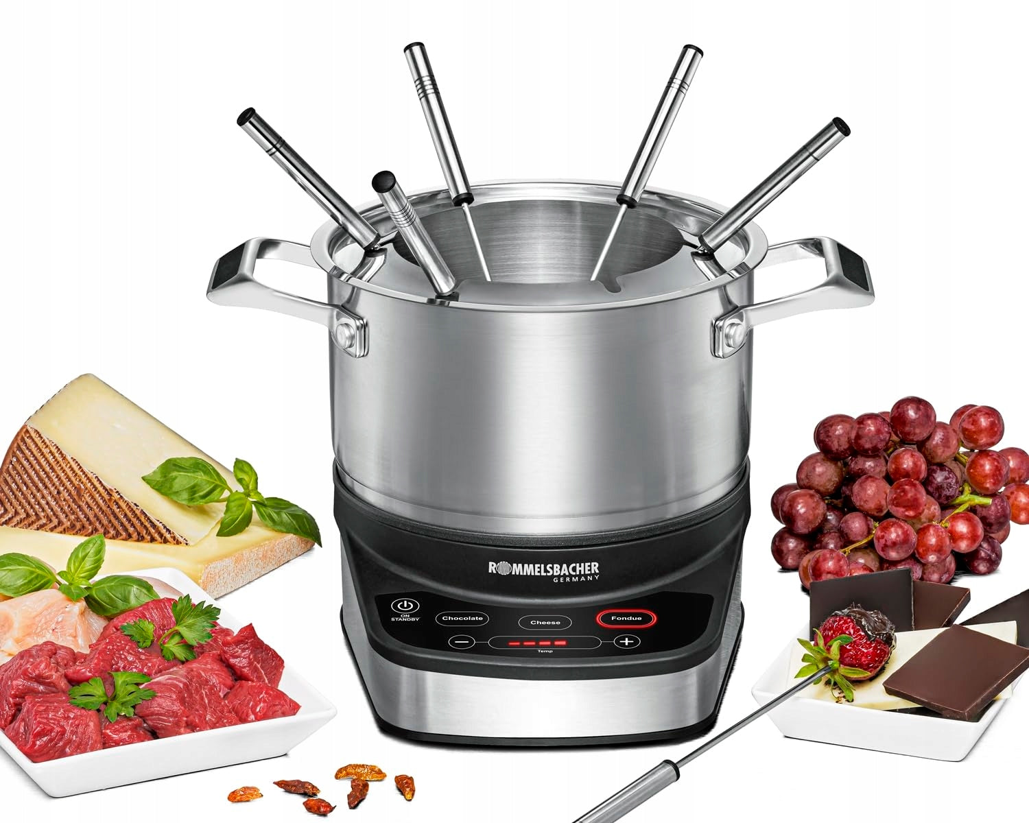 ELECTRIC FONDUE SET STAINLESS STEEL 2.5L 6 FORKS 1200W