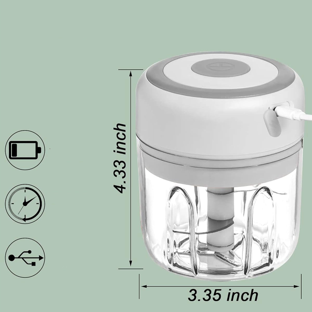 ELECTRIC FOOD CHOPPER, MINI GARLIC CHOPPER, 250 ML Brand no brand
