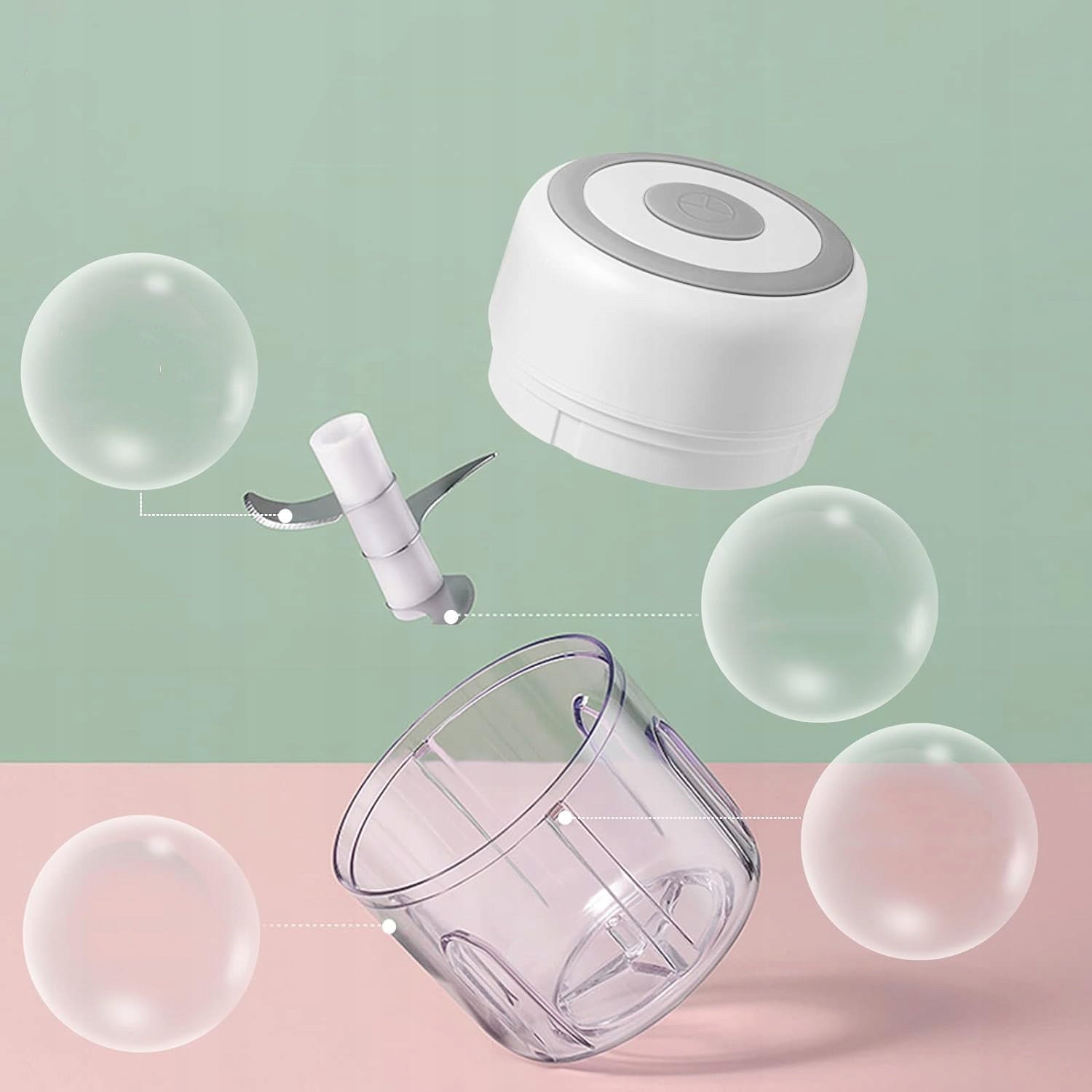 ELECTRIC FOOD CHOPPER, MINI GARLIC CHOPPER, 250 ML Dominant color white