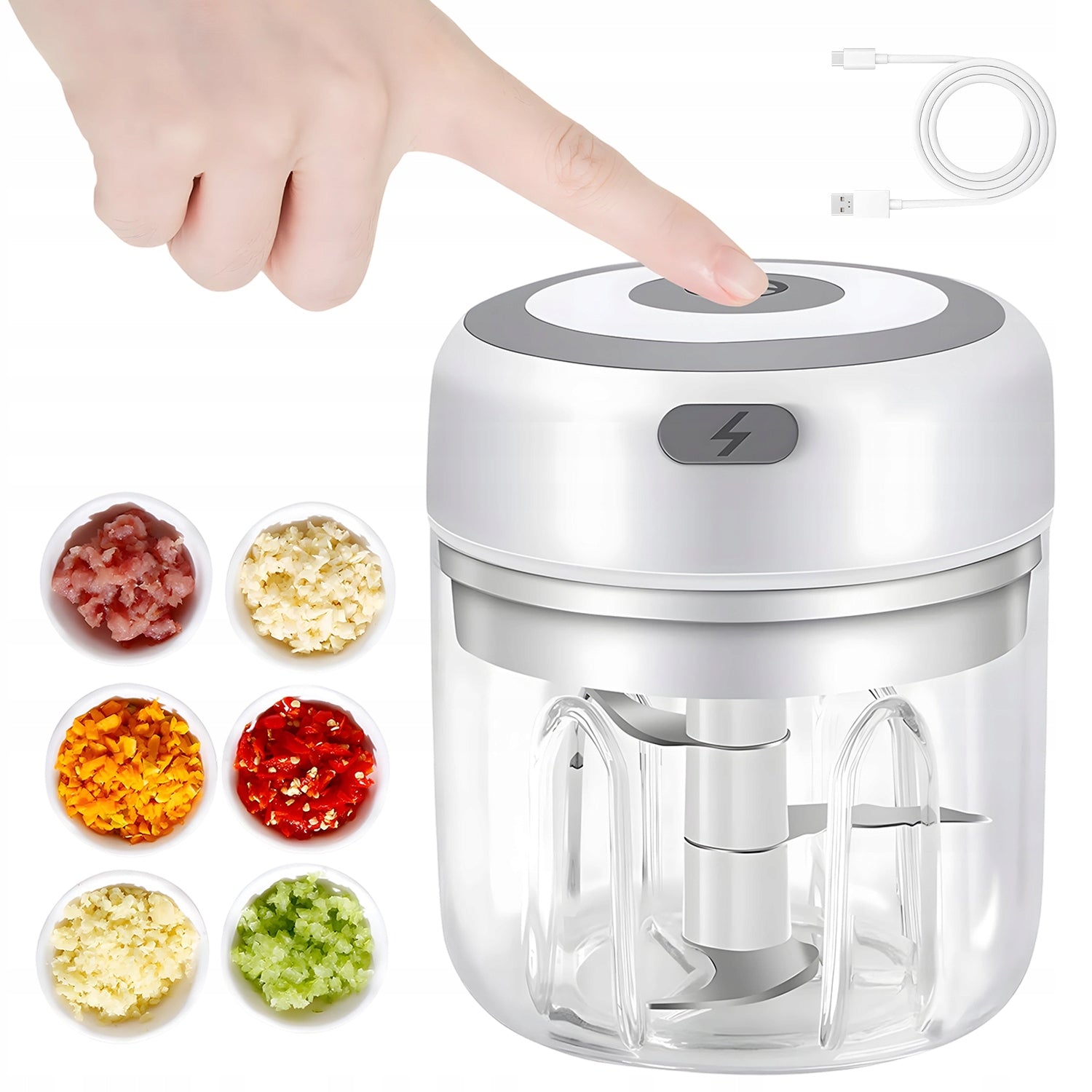 ELECTRIC FOOD CHOPPER, MINI GARLIC CHOPPER, 250 ML