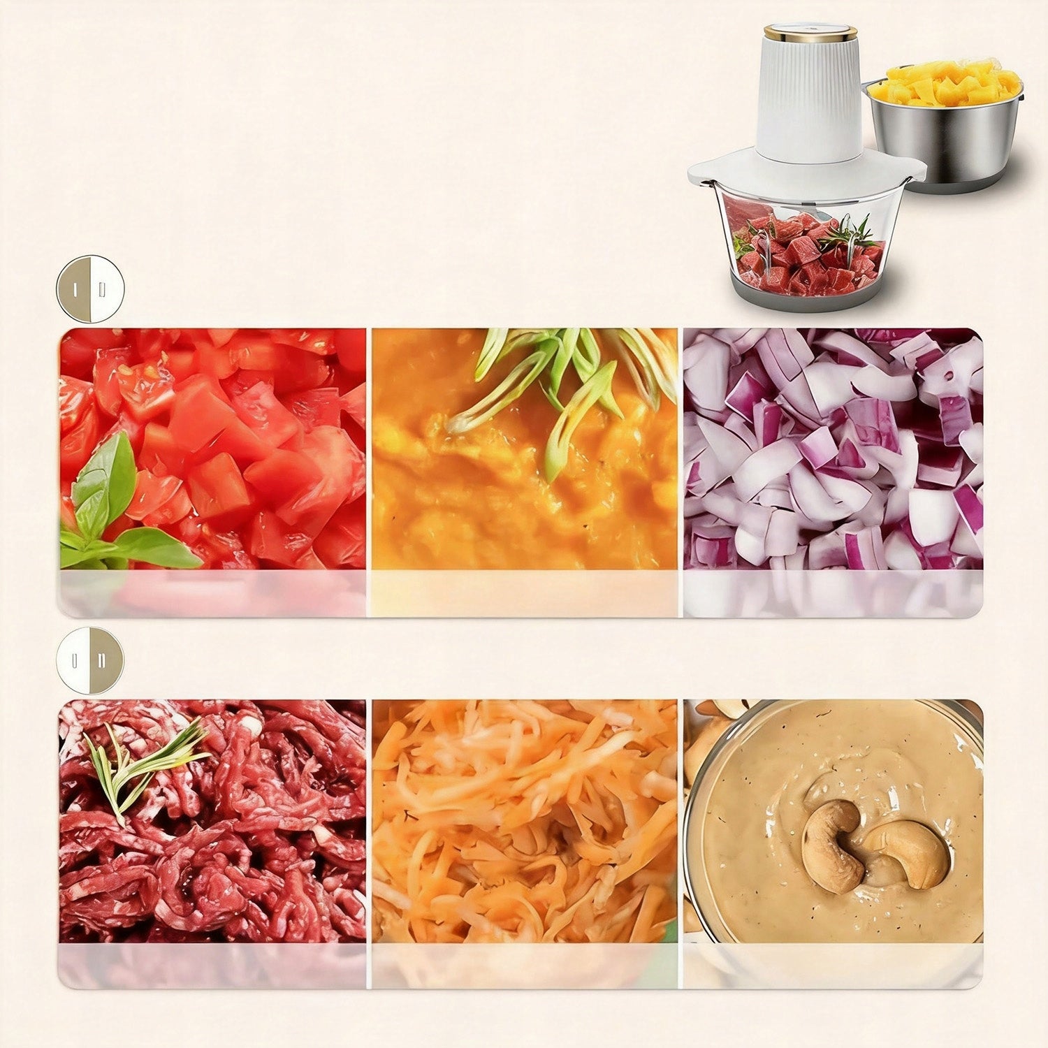 ELECTRIC FOOD SHREDDER MEAT VEGETABLE CHOPPER+2 BOWLS+2BLADES Manufacturer code 6900087019442