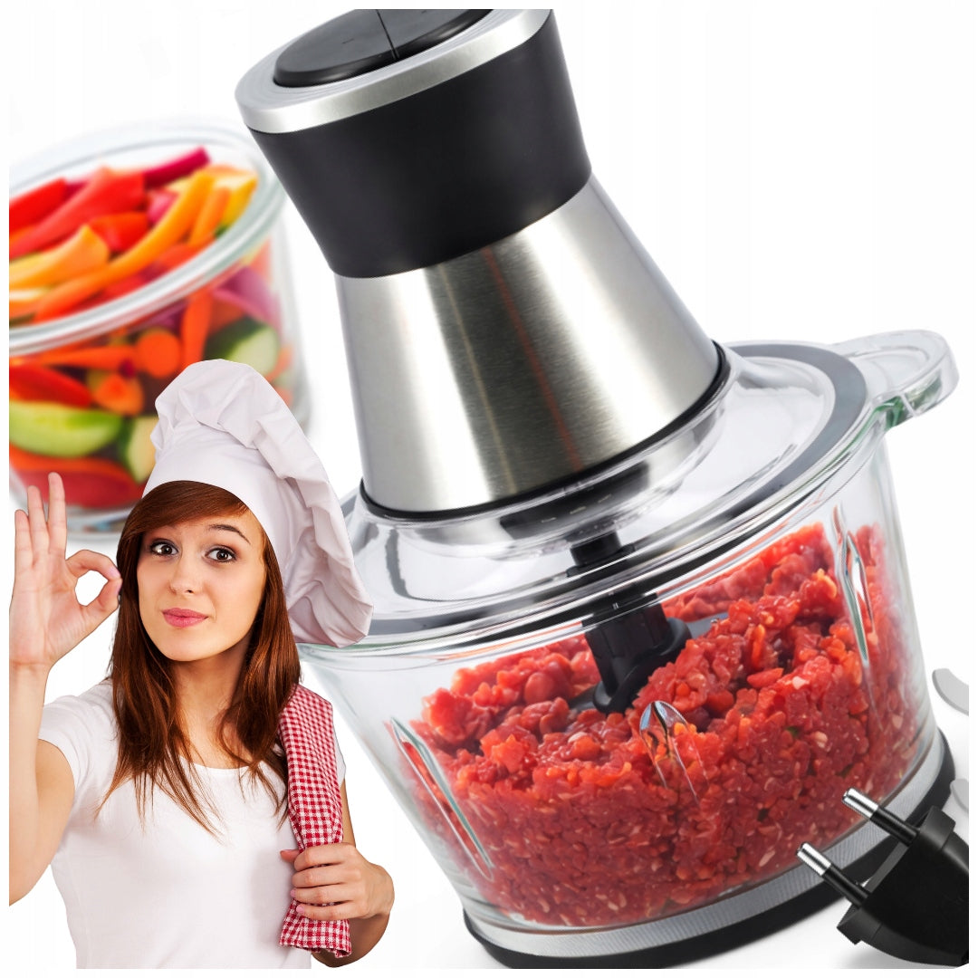 ELECTRIC FOOD SHREDDER VEGETABLE CHOPPER SLICER 2L 3IN1