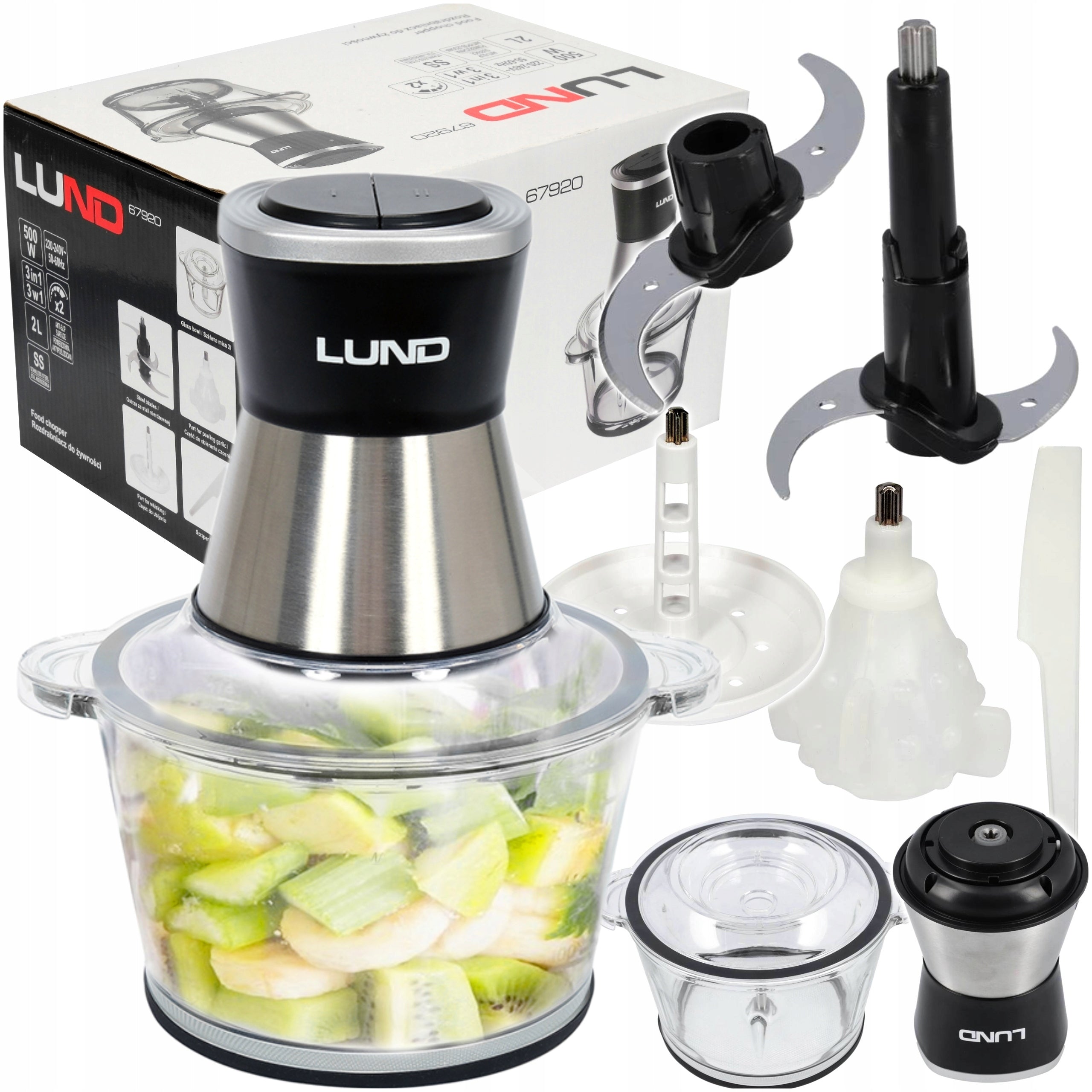 ELECTRIC FOOD VEGETABLE CHOPPER MALAKSER 3in1 2L 500W