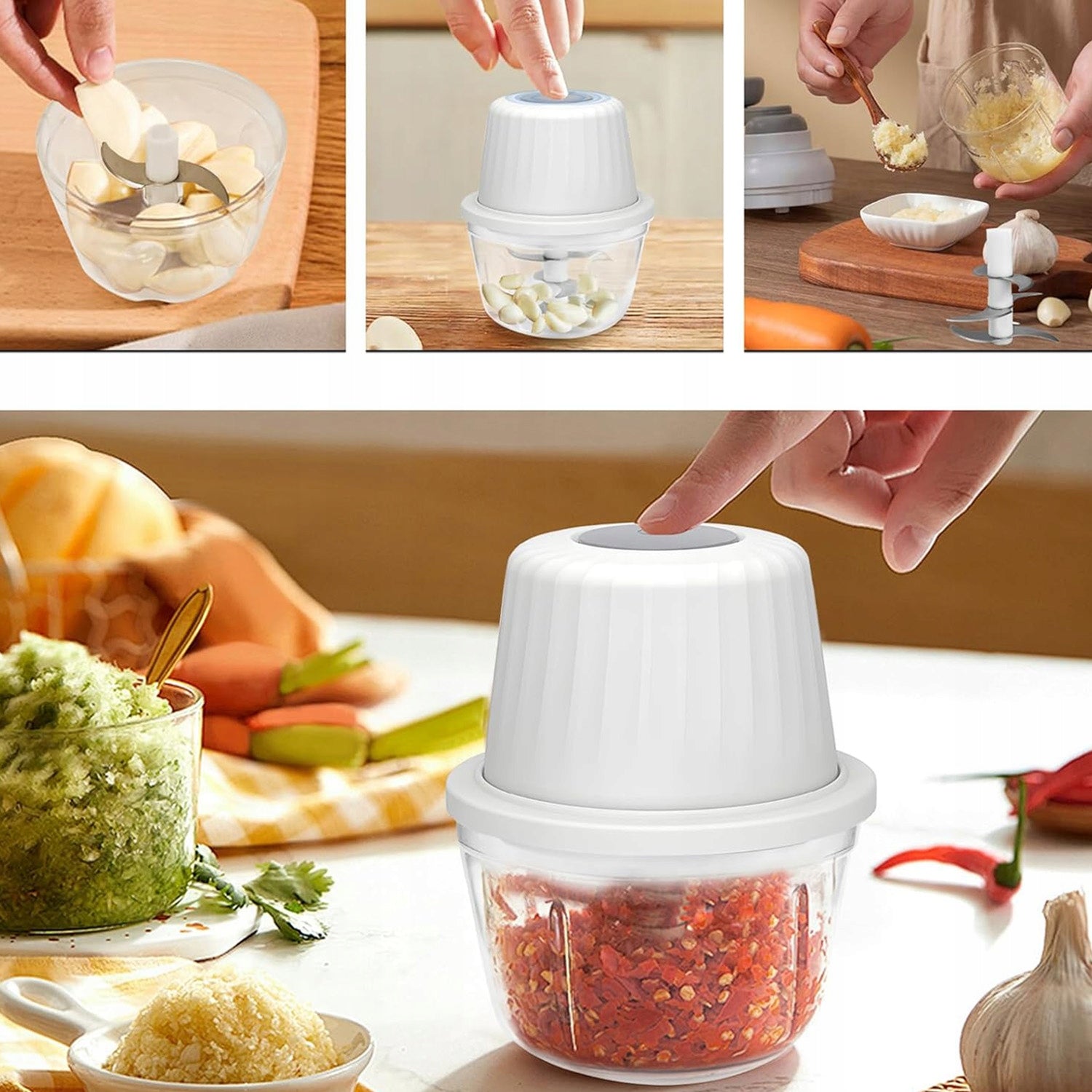 ELECTRIC FOOD VEGETABLE SHREDDER PORTABLE MULTIFUNCTIONAL Dominant color white