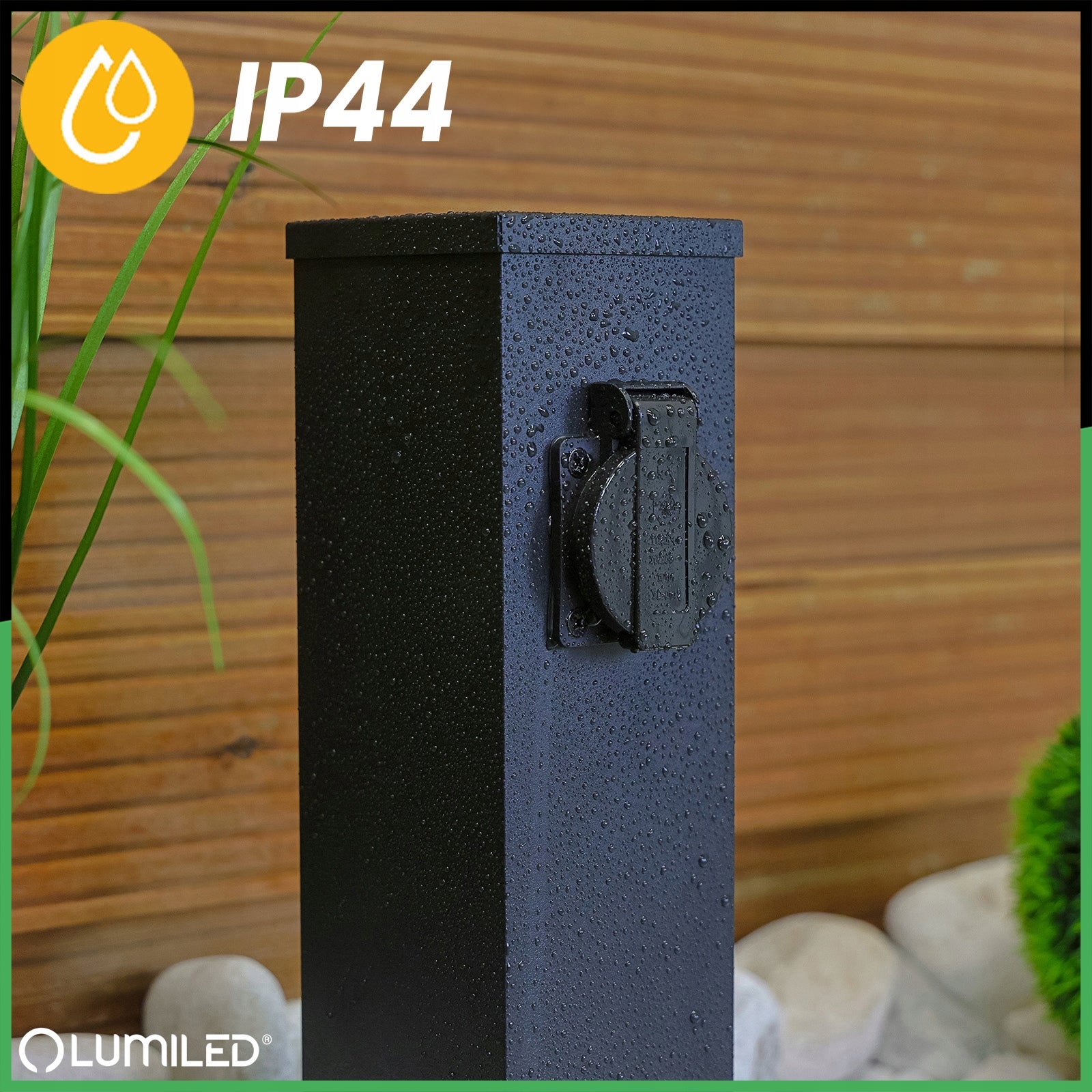 ELECTRIC GARDEN POST Standing Lamp 2x HERMETIC Socket 230V 16A Power supply mains