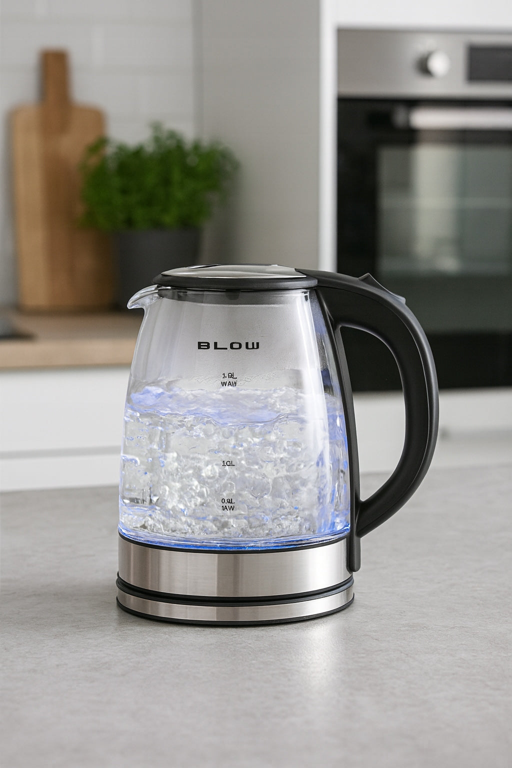 ELECTRIC GLASS KETTLE 2000W 1,8L STRONG SILENT LED STEEL BACKLIGHT Brand Blow