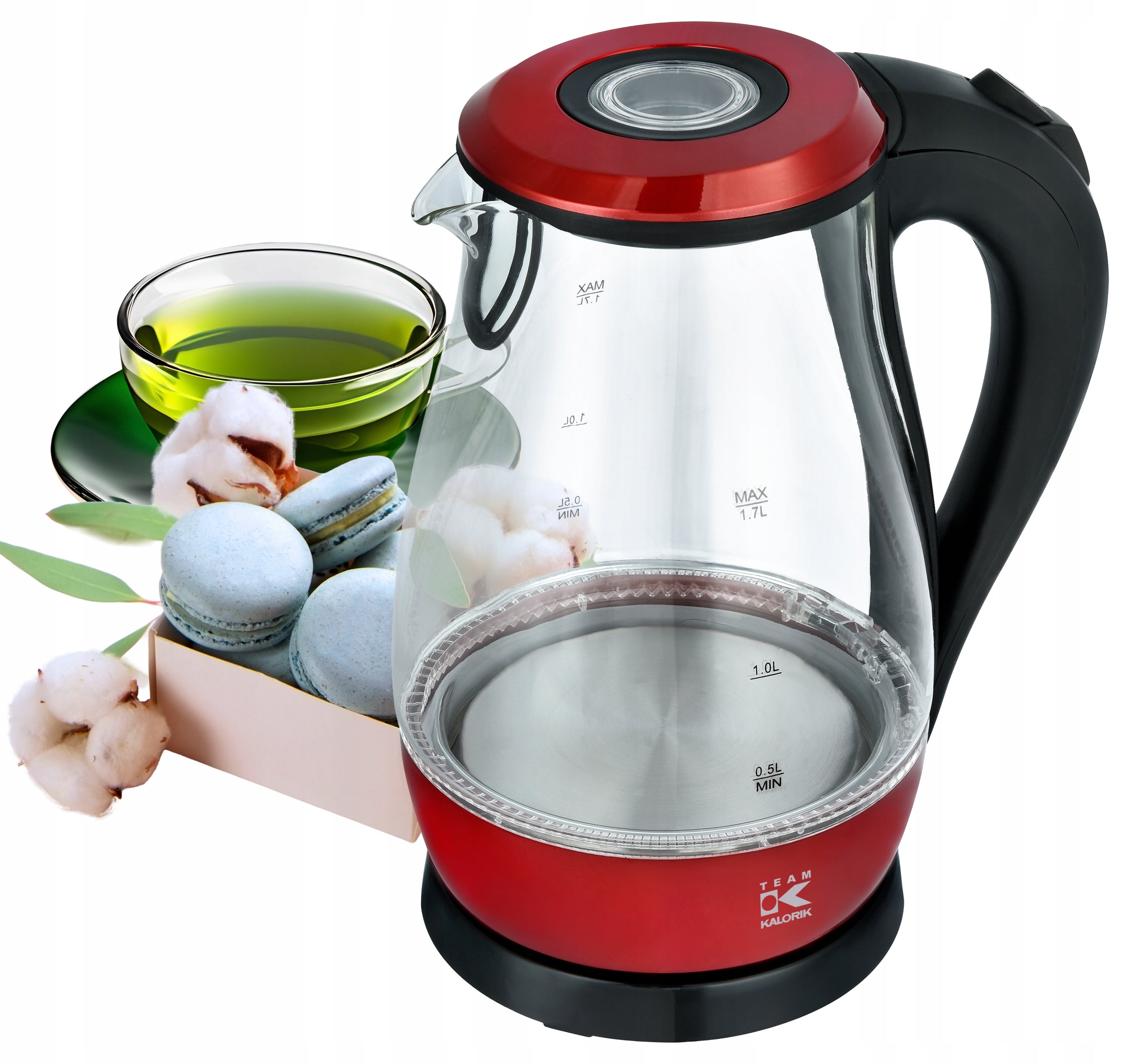 ELECTRIC GLASS KETTLE LED 1,7L 2000W ILLUMINATED MODERN Packaging status original