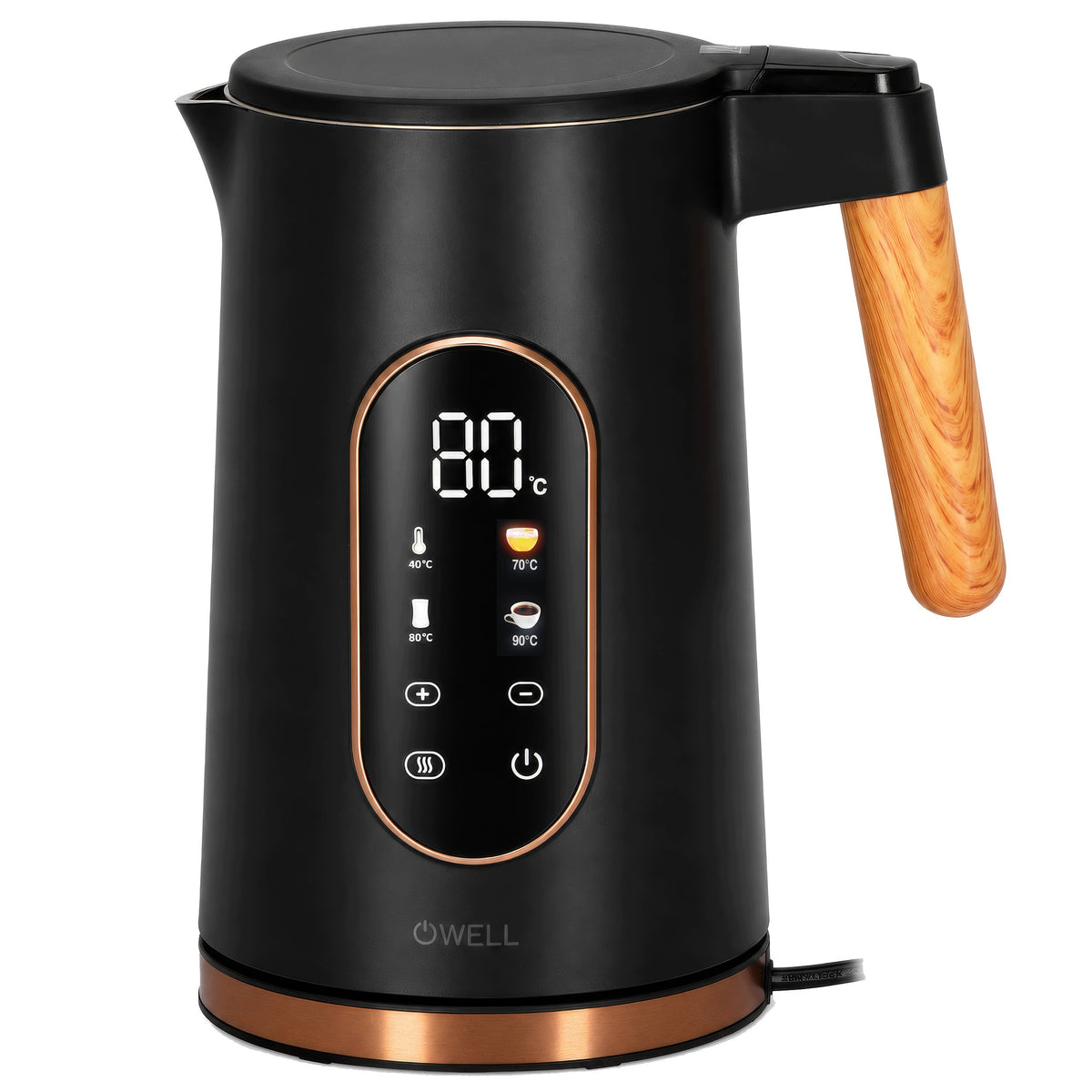 ELECTRIC GLASS KETTLE WITH TEMPERATURE CONTROL BLACK LED 1,7L 2200W Packaging status original