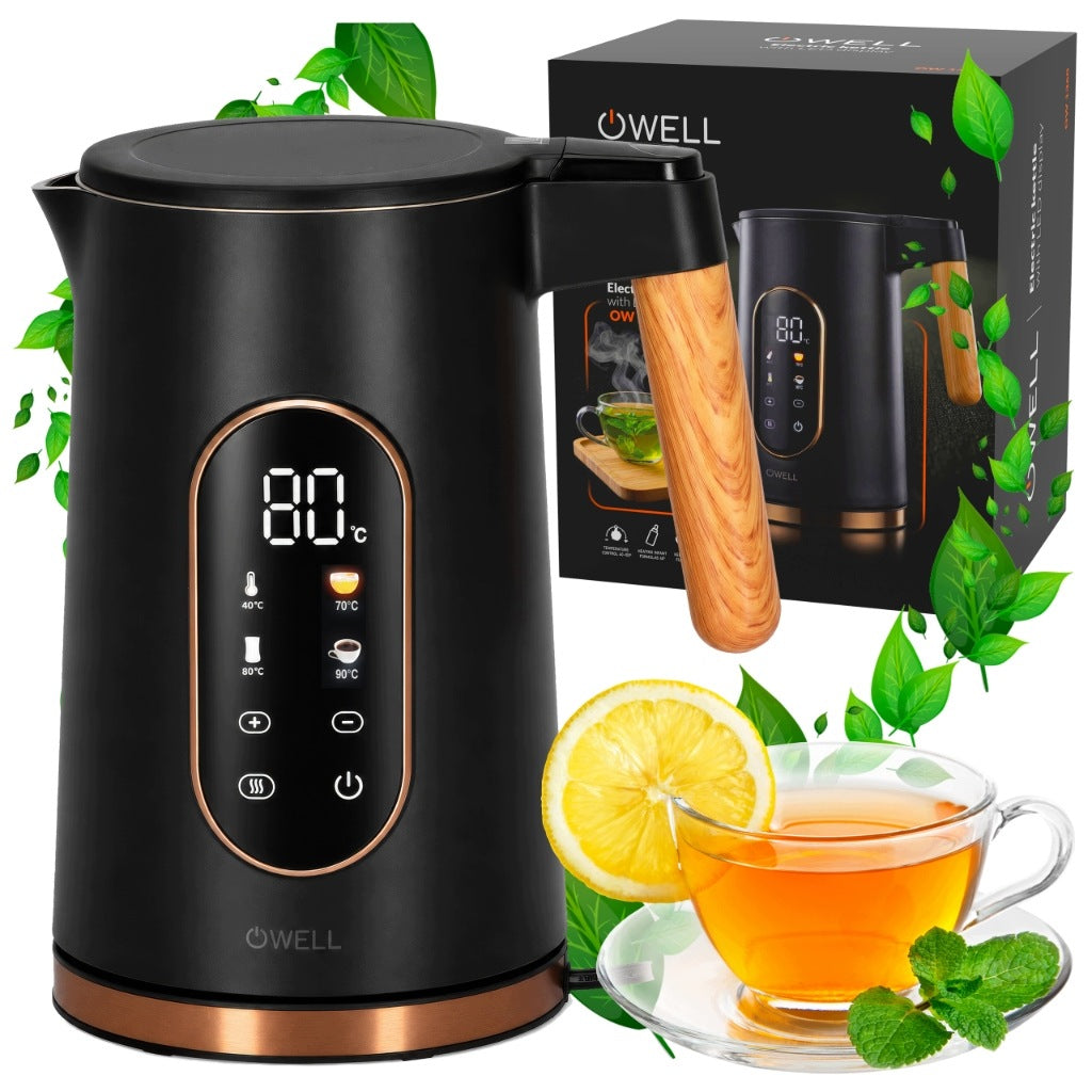 ELECTRIC GLASS KETTLE WITH TEMPERATURE CONTROL BLACK LED 1,7L 2200W