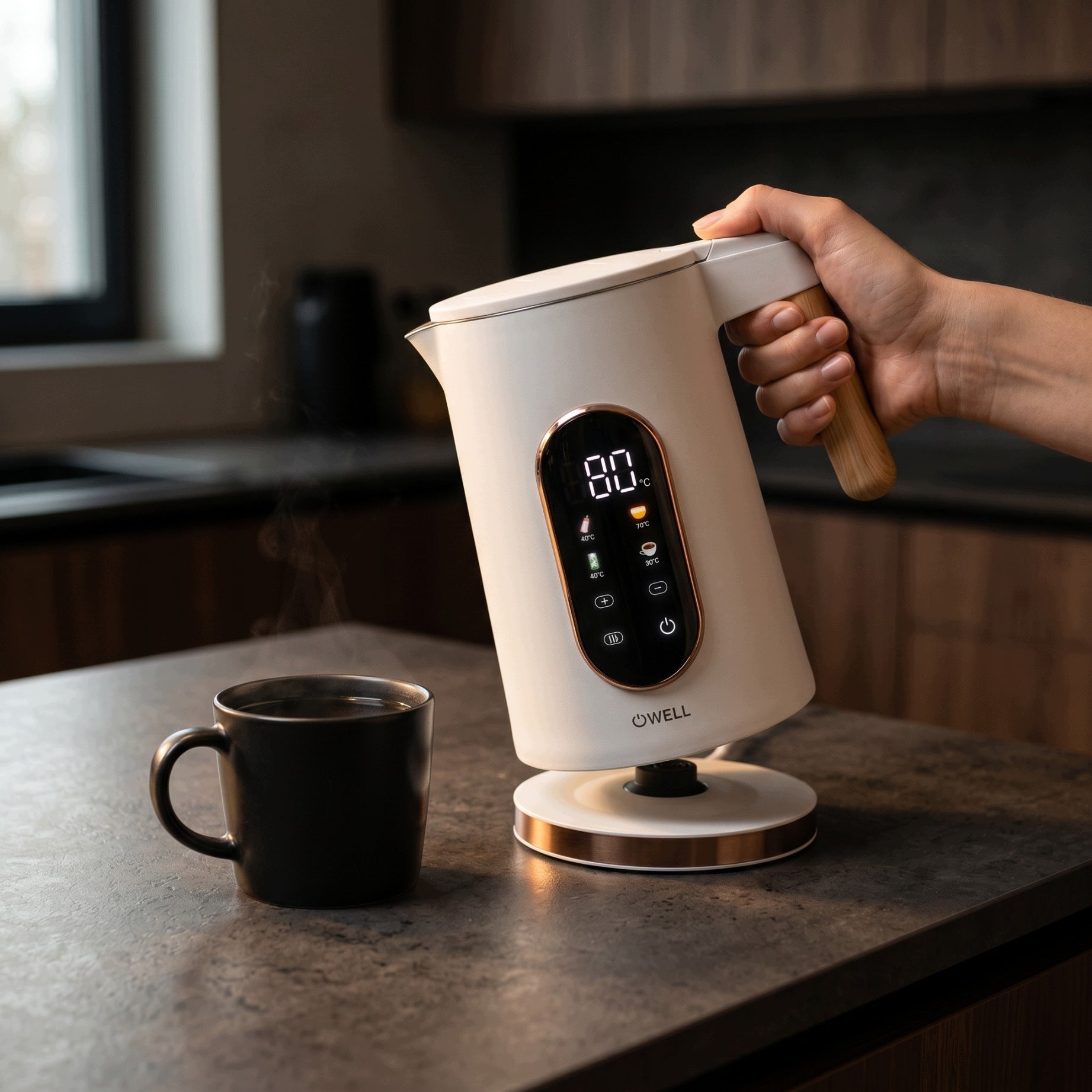 ELECTRIC GLASS KETTLE WITH TEMPERATURE CONTROL WHITE LED 1,7L 2200W Packaging status original