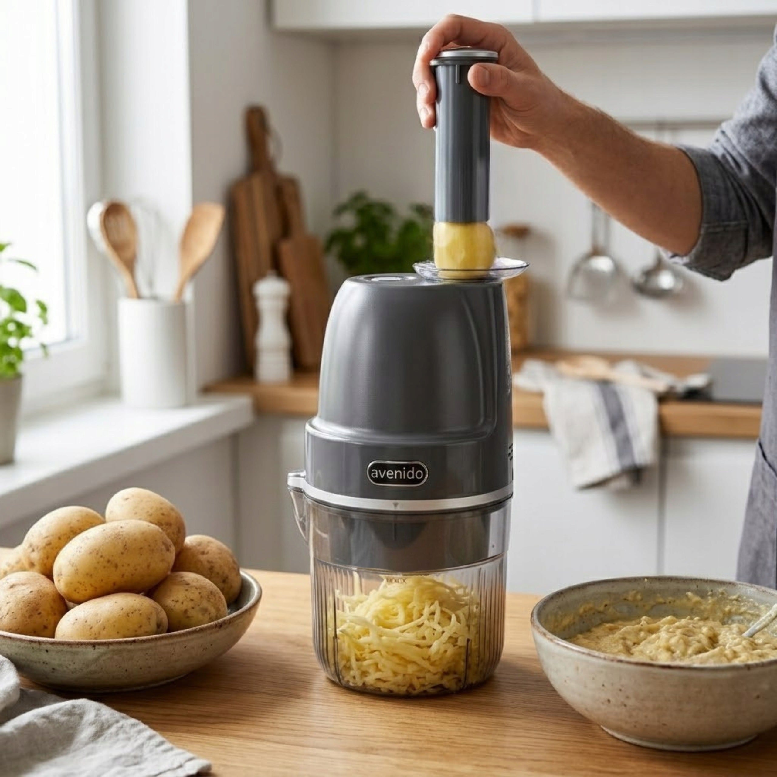 ELECTRIC GRATER POTATO PIES VEGETABLE SHREDDER 4IN1 Incisor Manufacturer code Tarka elektryczna szatkownica avenido AV4820