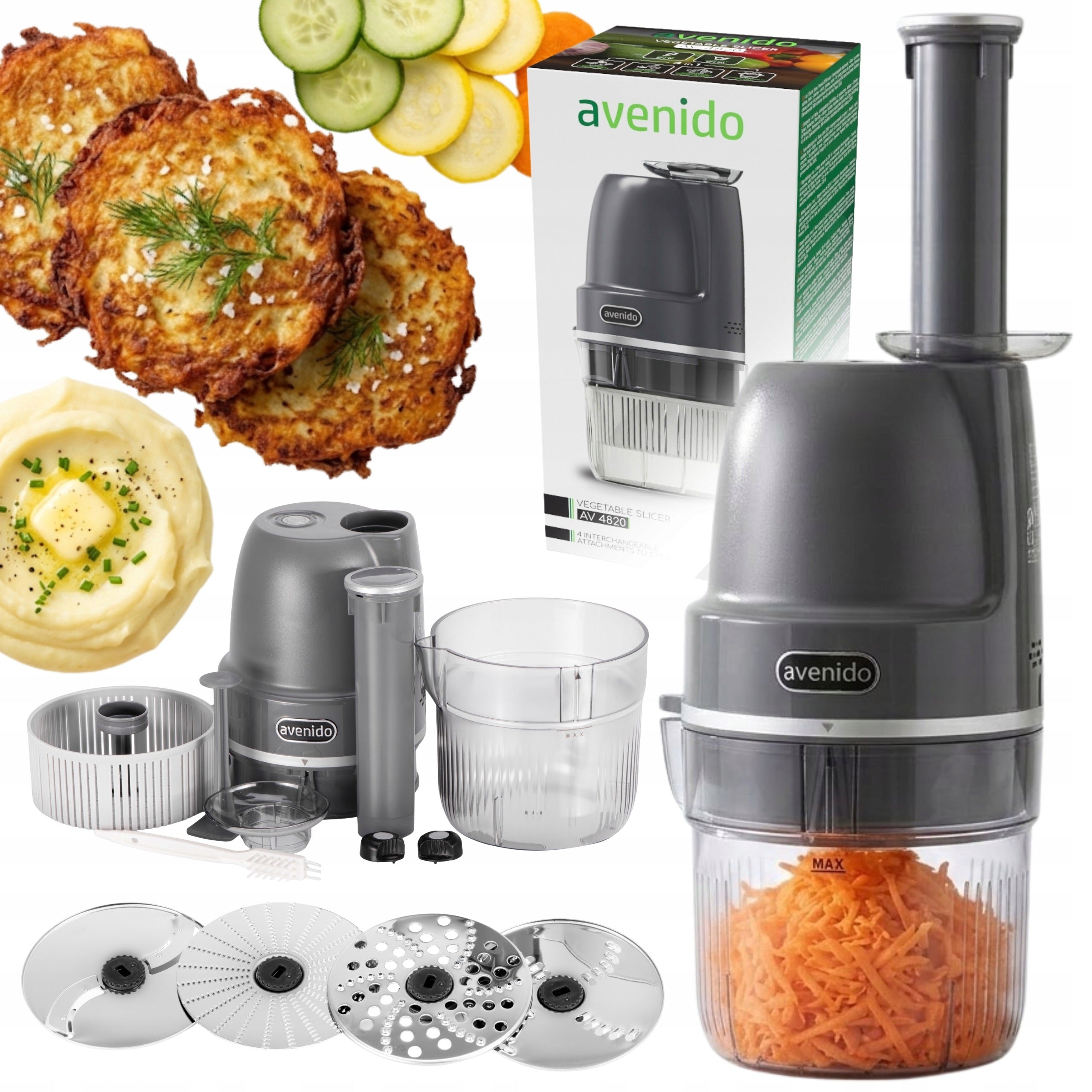 ELECTRIC GRATER POTATO PIES VEGETABLE SHREDDER 4IN1 Incisor