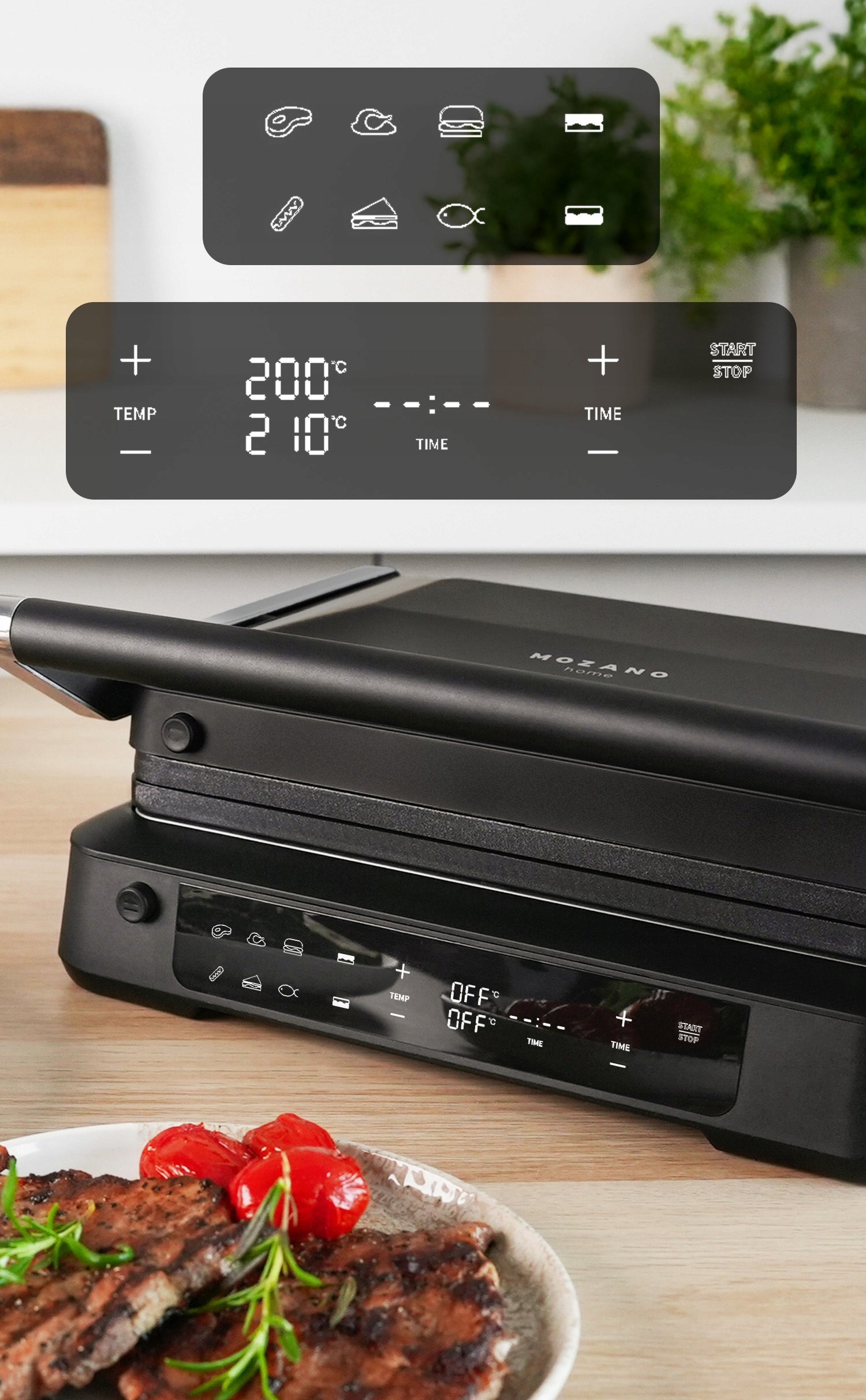 ELECTRIC GRILL 2000W TOASTER FOLDING TIMER 2 THERMOSTATS Temperature control yes