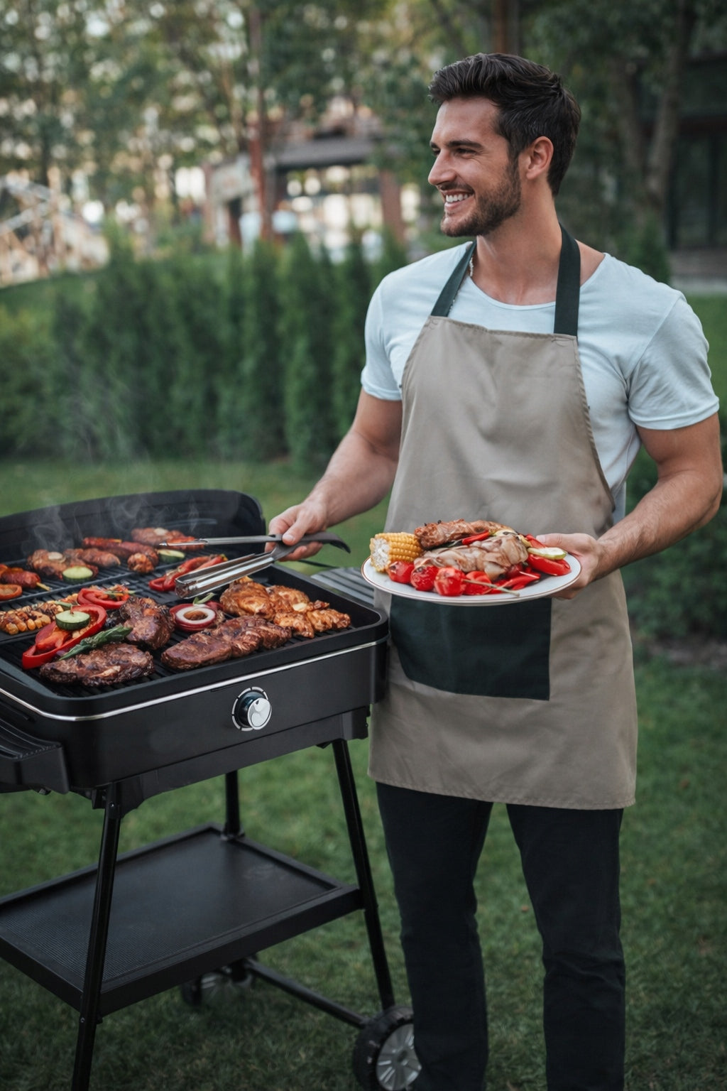 ELECTRIC GRILL 2IN1 STANDING TABLE TOP LARGE POWER 2200W PLATE 50x25cm Model HUR-GGE-2200