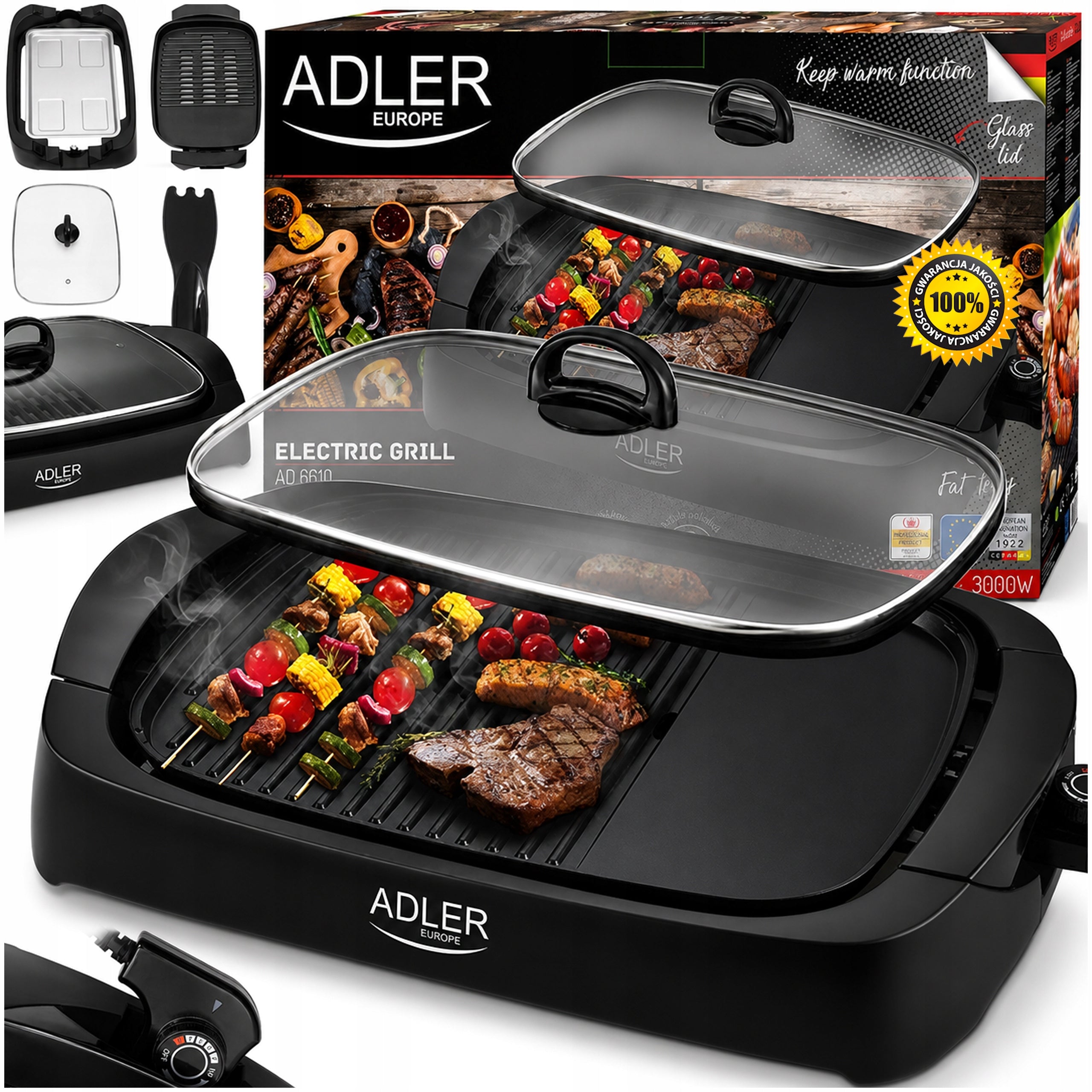 ELECTRIC GRILL CONTACT TOASTER 3000W PORTABLE PANINI SMOKELESS STEAKS