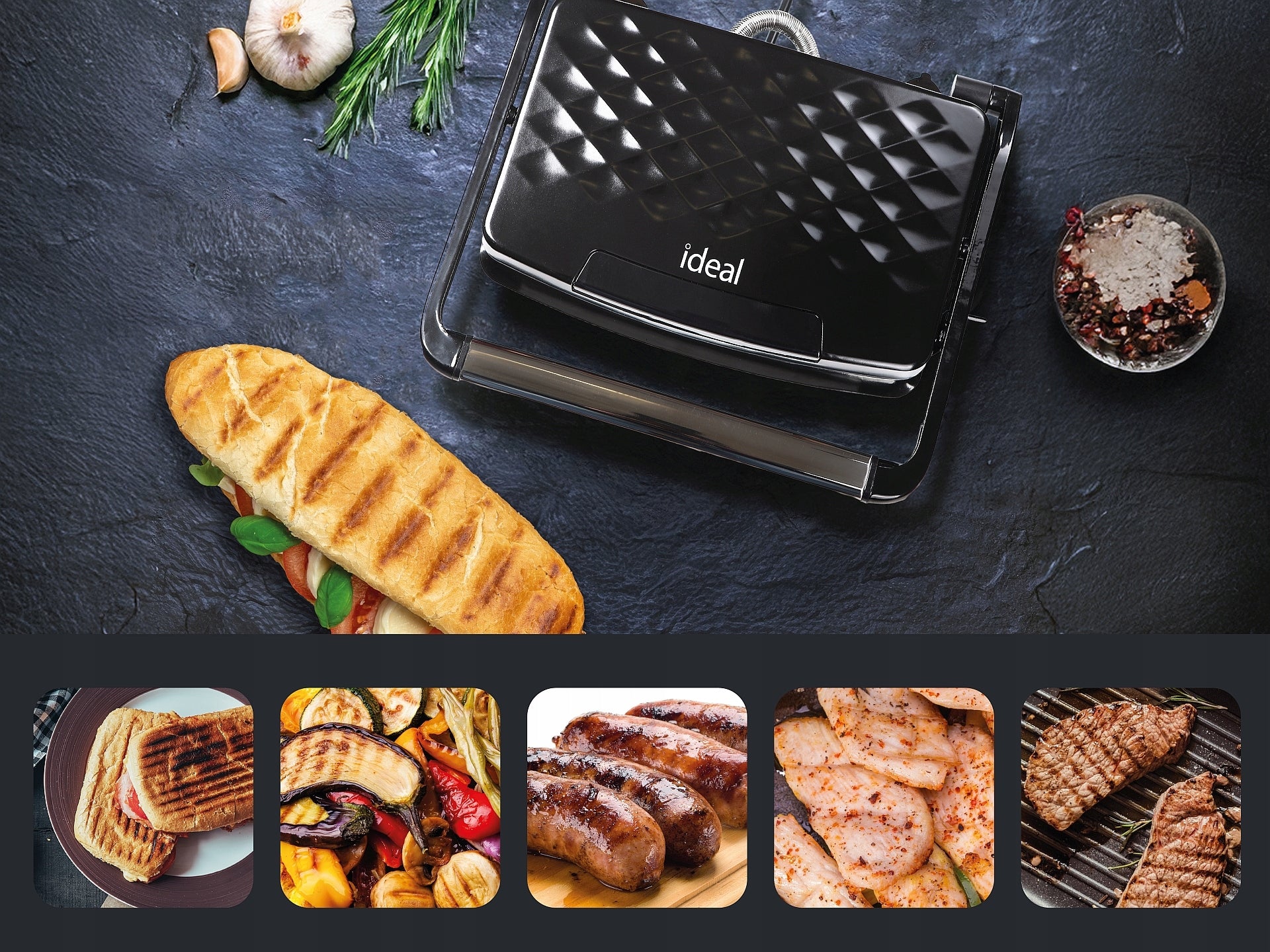 ELECTRIC GRILL CONTACT TOASTER FOR PANINI SANDWICHES STRONG 1600W Power 1600 W