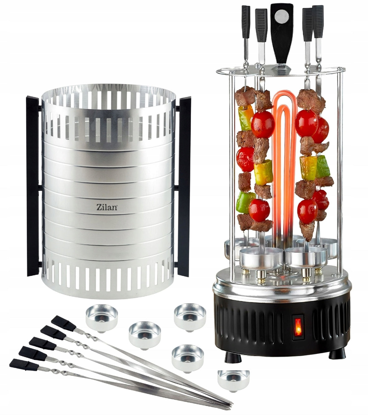 ELECTRIC GRILL CONTACT VERTICAL SKEWERS TOASTER 900W Dominant color silver/gray
