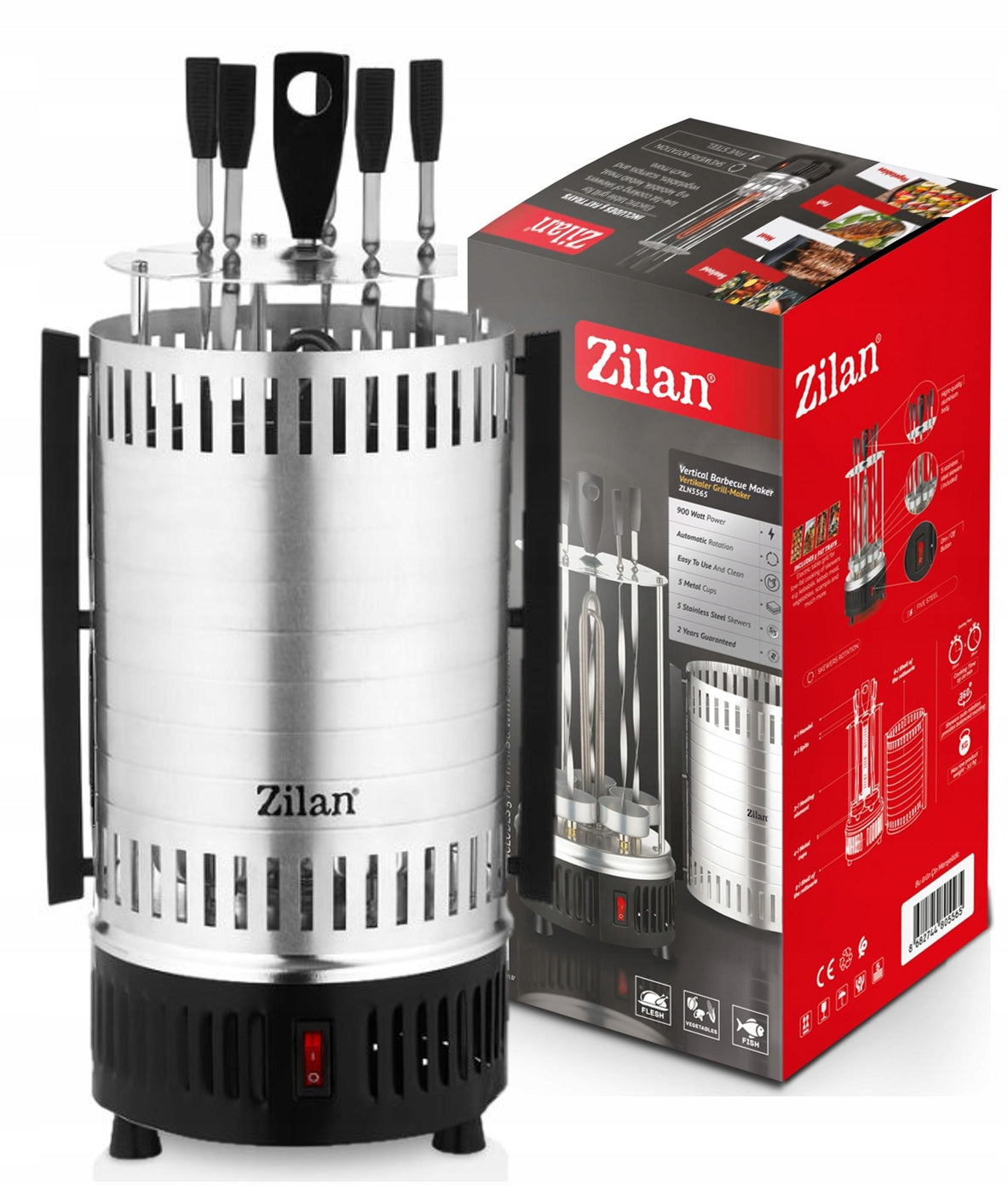 ELECTRIC GRILL CONTACT VERTICAL SKEWERS TOASTER 900W Temperature control yes