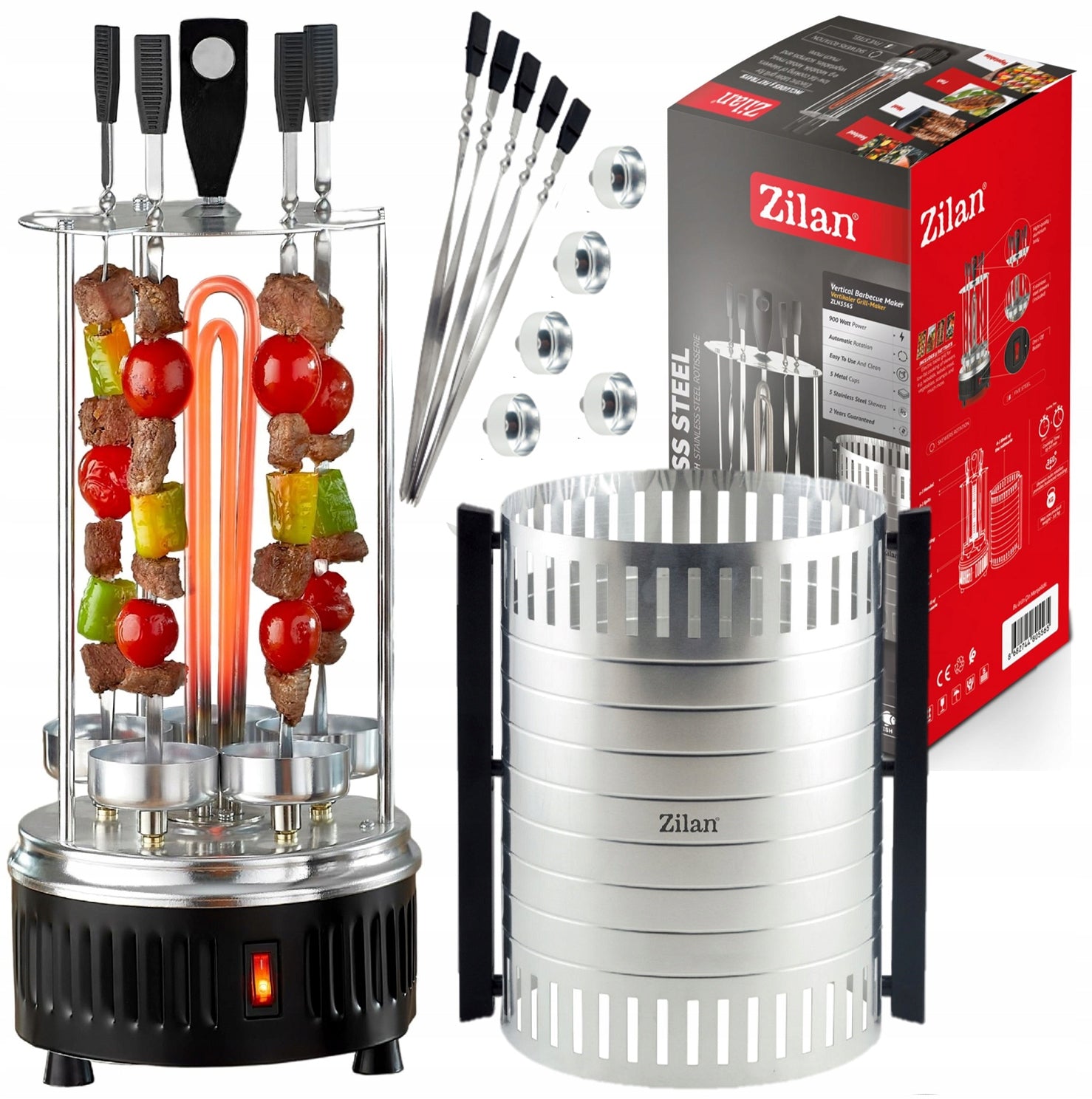 ELECTRIC GRILL CONTACT VERTICAL SKEWERS TOASTER 900W