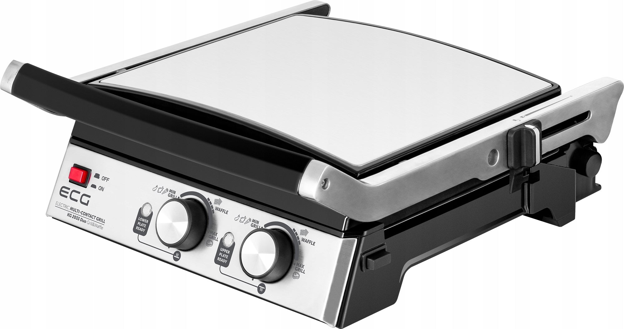 ELECTRIC GRILL ECG KG 2033 TOASTER PANINI WAFFLE BBQ 3in1 2000W SOLID Dominant color silver/gray