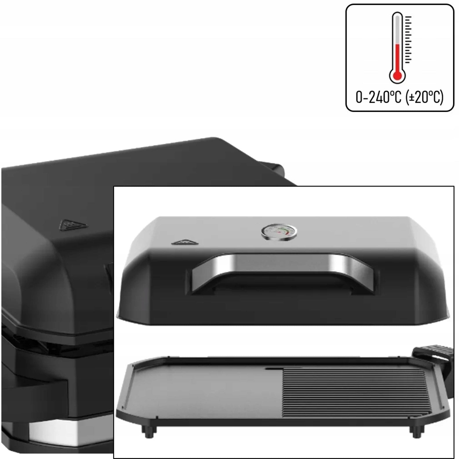 ELECTRIC GRILL Smokeless GARDEN Standing 3050W 6in1 + COVER + THERMOMETER Grill type barbecue