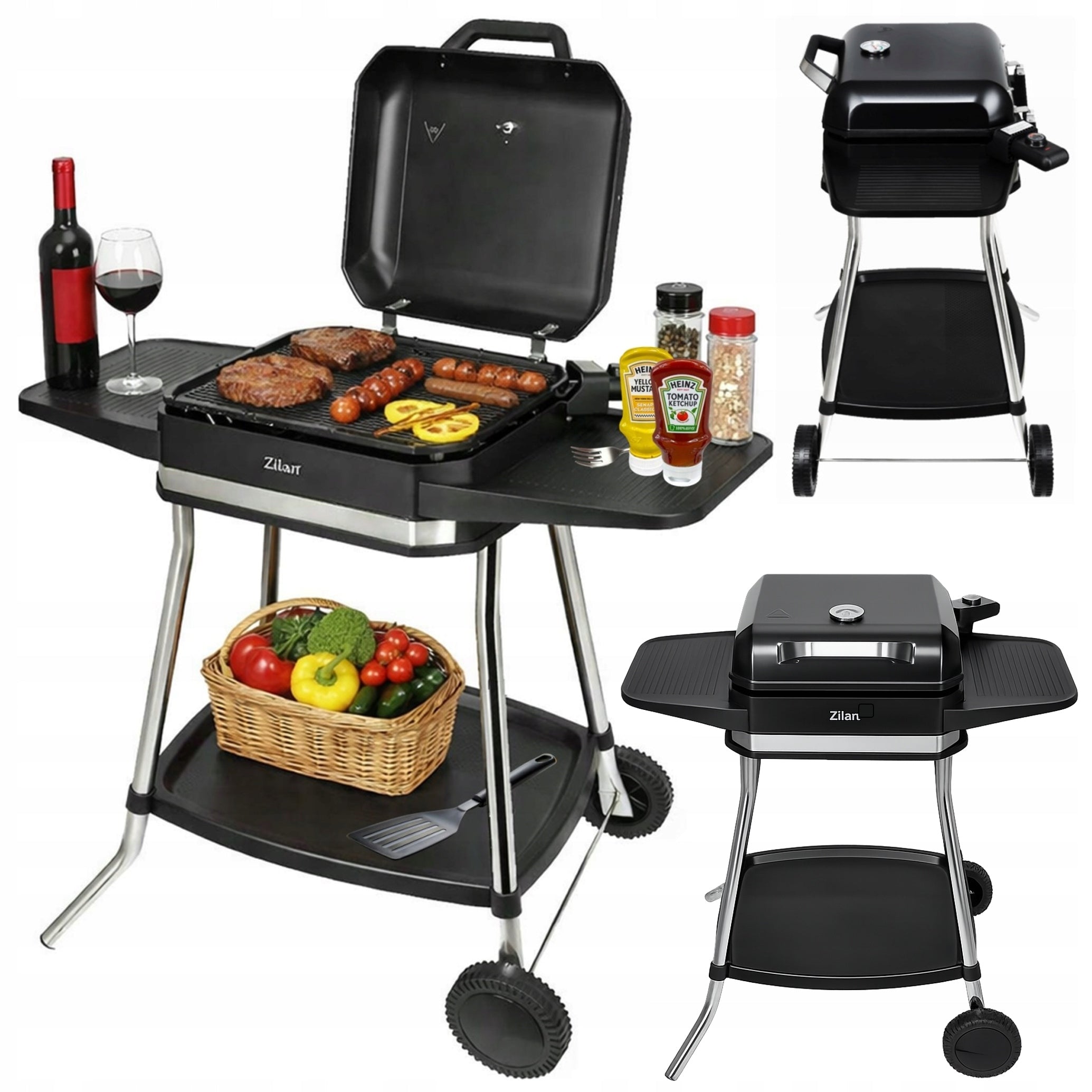 ELECTRIC GRILL Smokeless GARDEN Standing 3050W 6in1 + COVER + THERMOMETER
