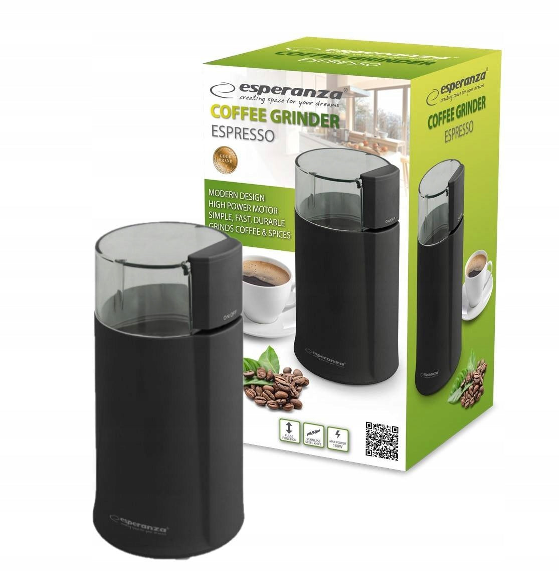 ELECTRIC GRINDER FOR GRINDING COFFEE SPICES NUTS STRONG ESPERANZA