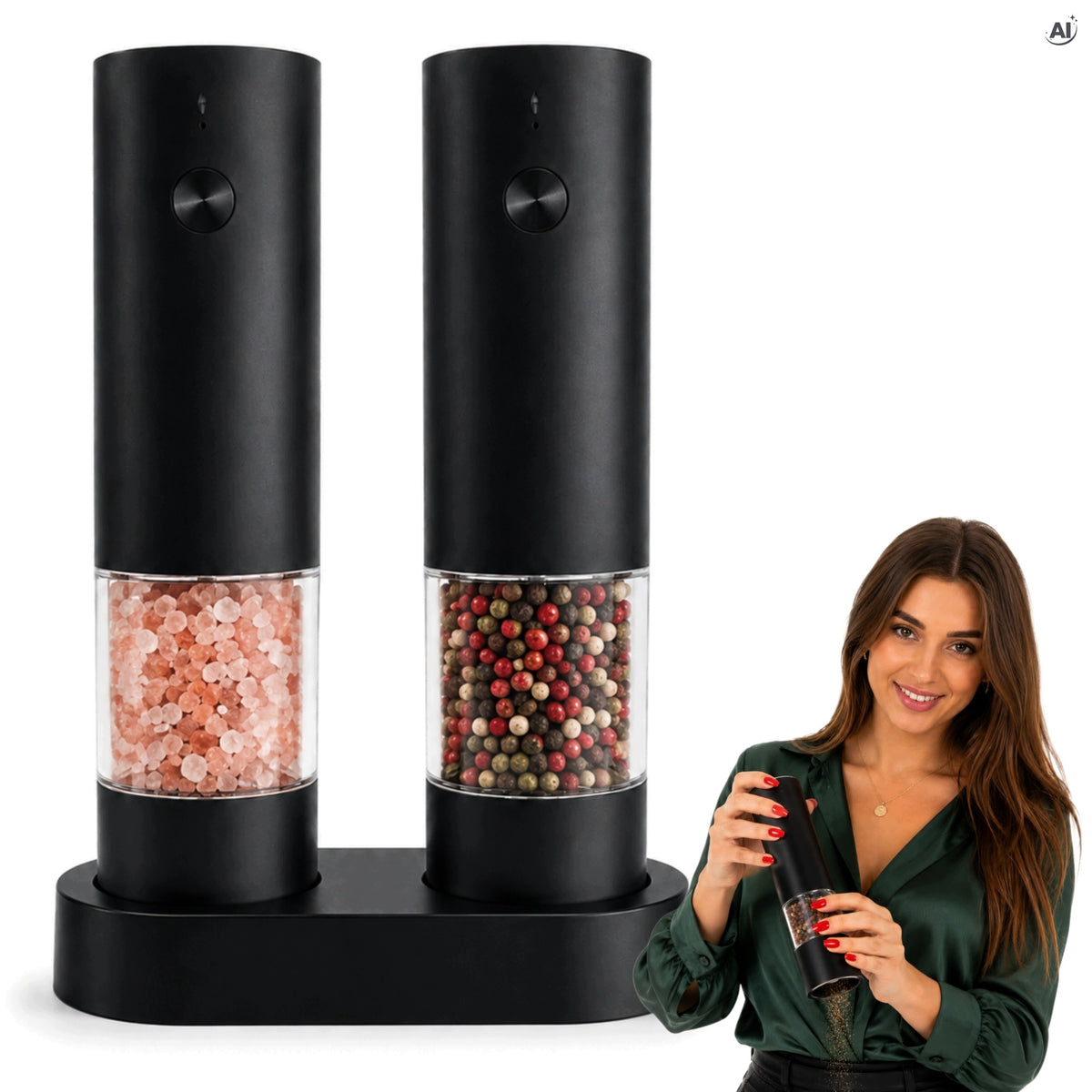 ELECTRIC GRINDER FOR GRINDING SALT AND PEPPER SET OF 2 CORDLESS