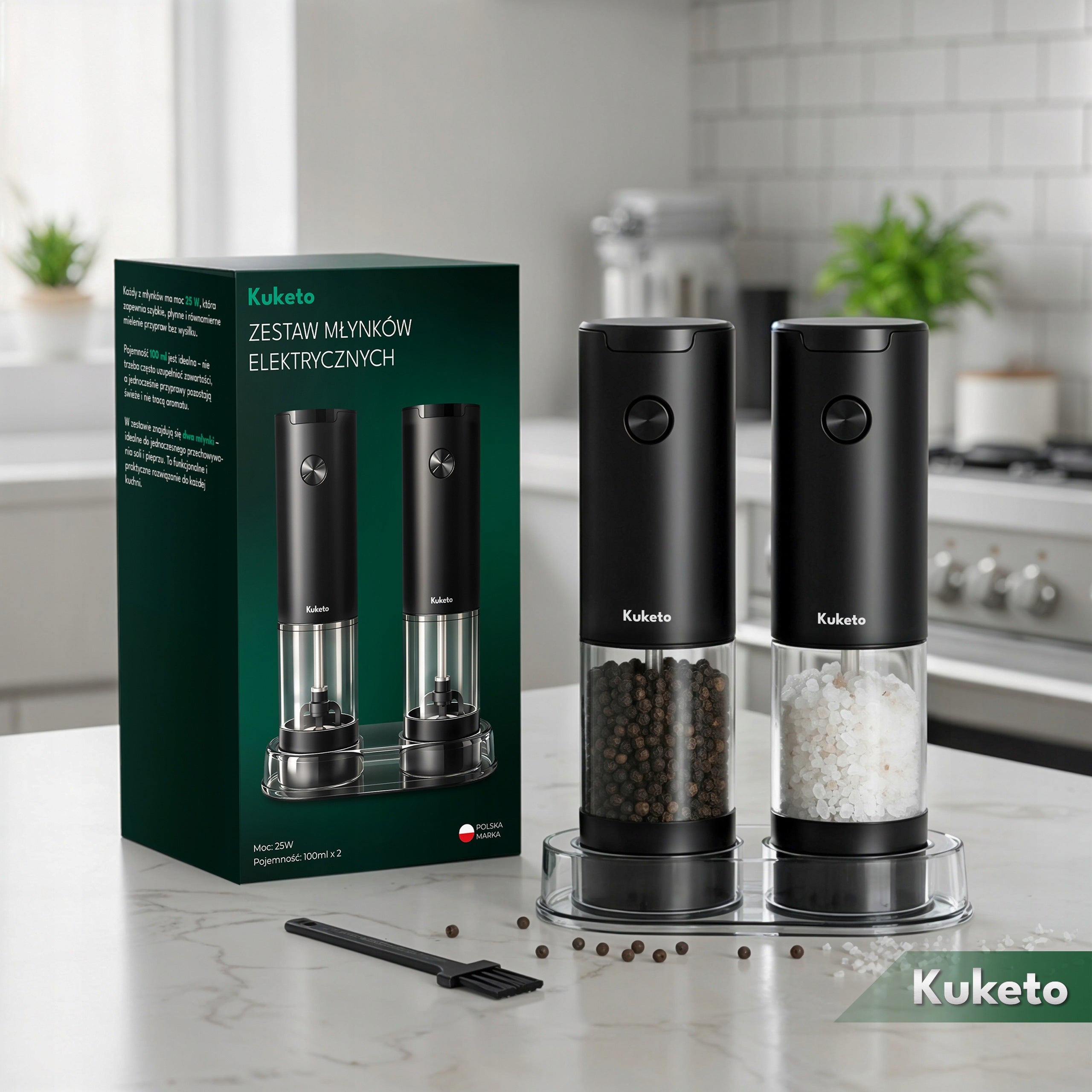 ELECTRIC GRINDER FOR PEPPER SALT spices CERAMIC adjustment SET x2 Packaging status original