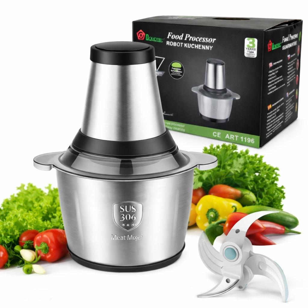 ELECTRIC GRINDER FOR VEGETABLE MEAT SHREDDER INCISOR 2L 1200W STEEL