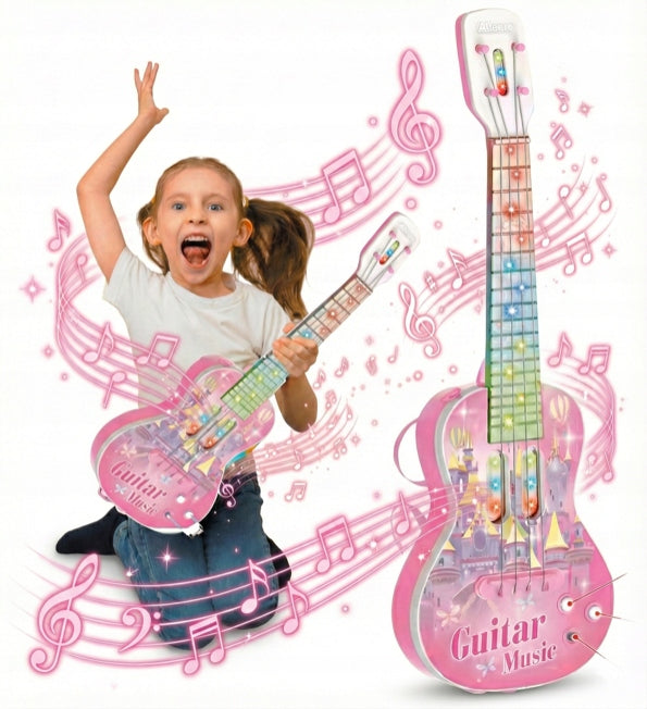 ELECTRIC GUITAR INTERACTIVE FOR KIDS LIGHT SOUND PINK MUSIC