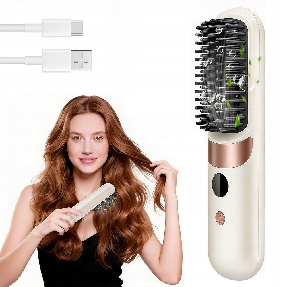 ELECTRIC HAIR STRAIGHTENER BRUSH HAIR STRAIGHTENER 4 LEVELS RECHARGEABLE