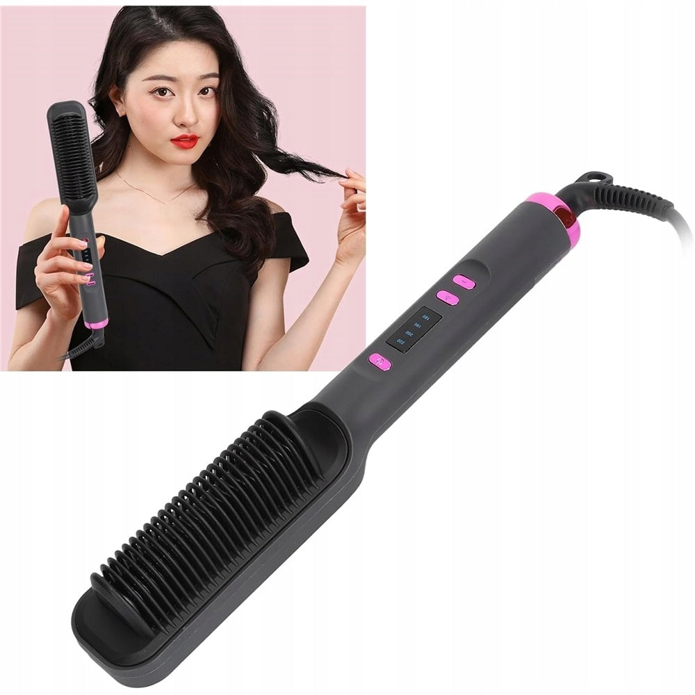 ELECTRIC HAIR STRAIGHTENING BRUSH IONIZATION DISPLAY LCD 2IN1 Packaging status original