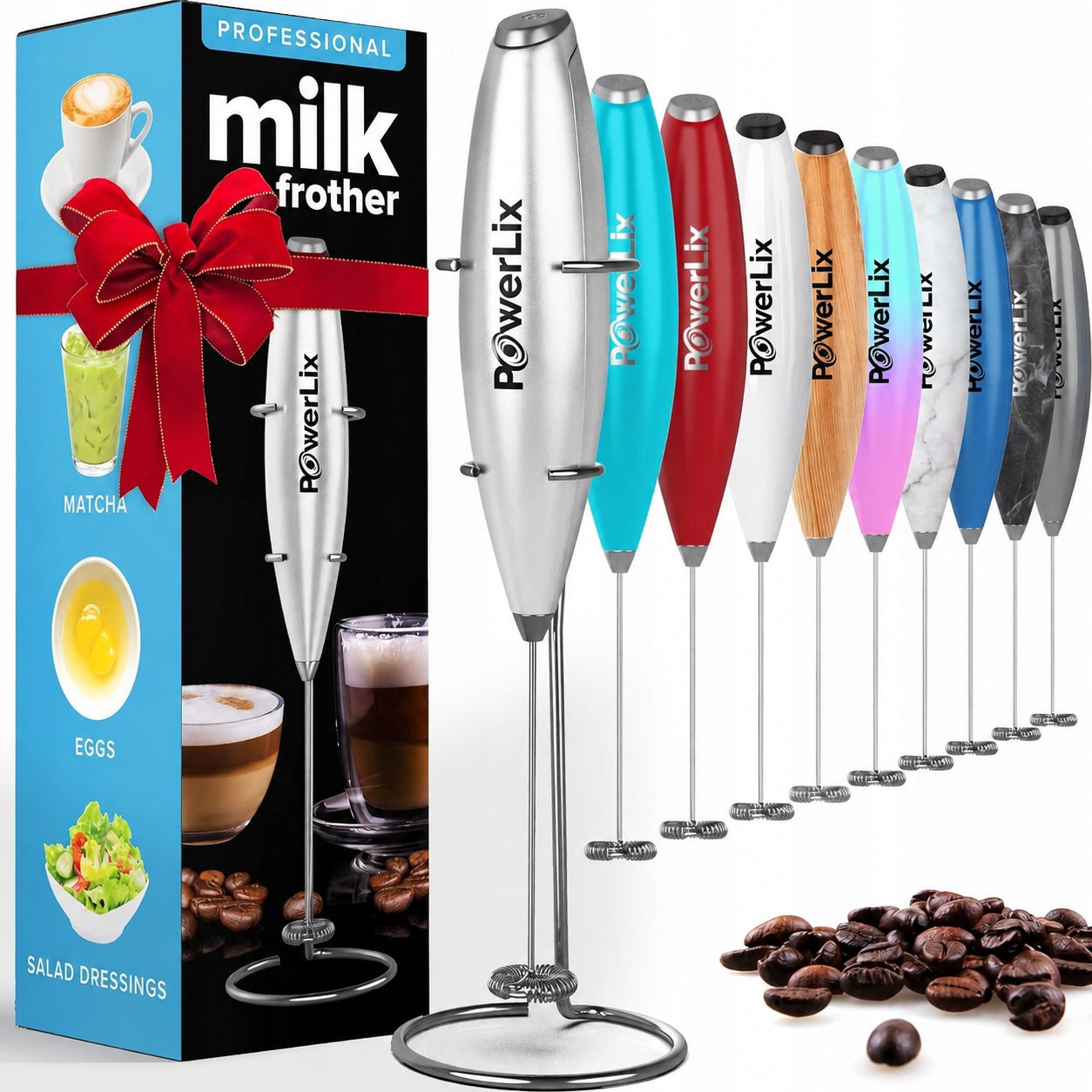 ELECTRIC HAND MILK FROTHER 19000 RPM COLORED WITH STAND Manufacturer code Amzo