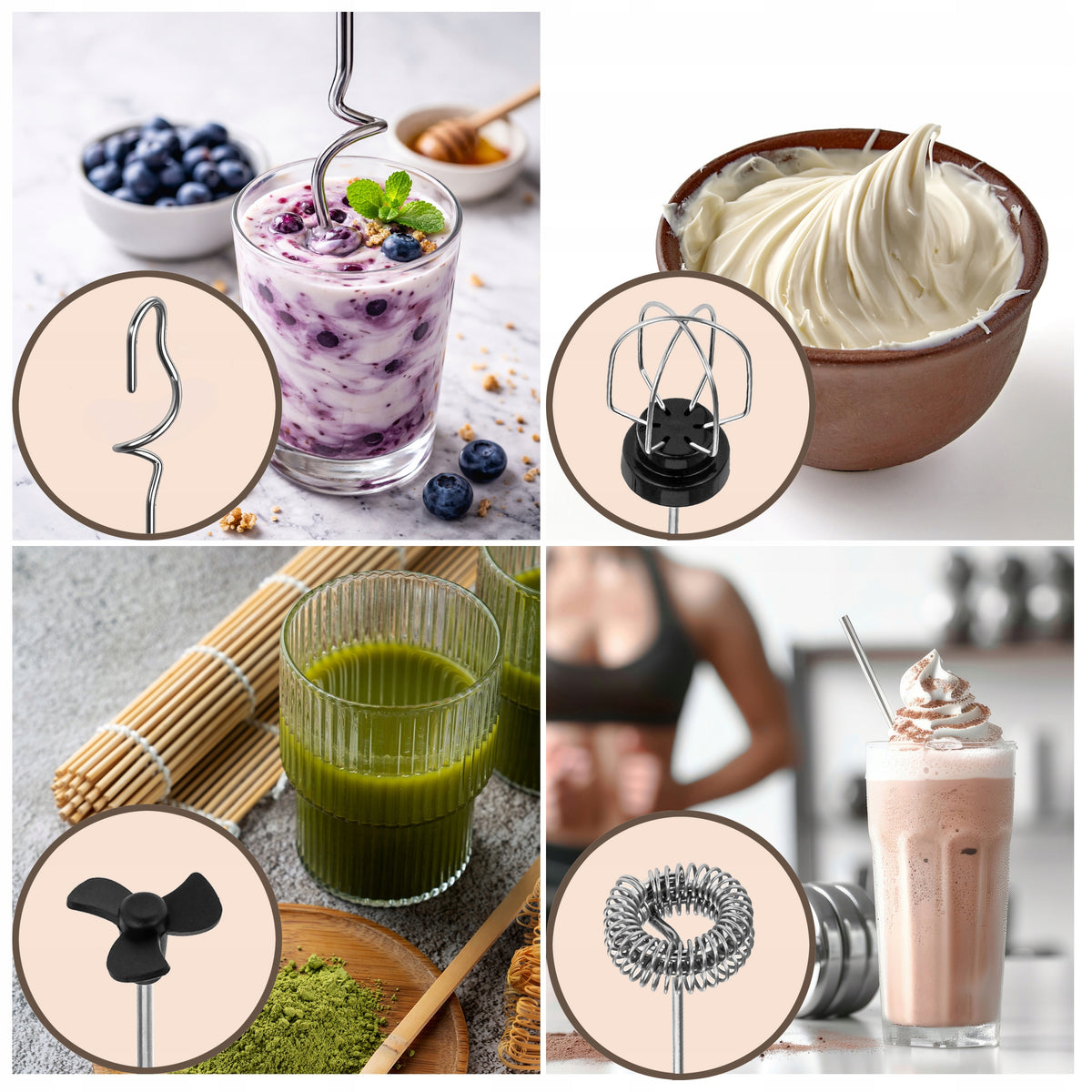 ELECTRIC HANDHELD MILK FROTHER 4IN1 MINI USB COFFEE MILK BEATER Brand AZENO