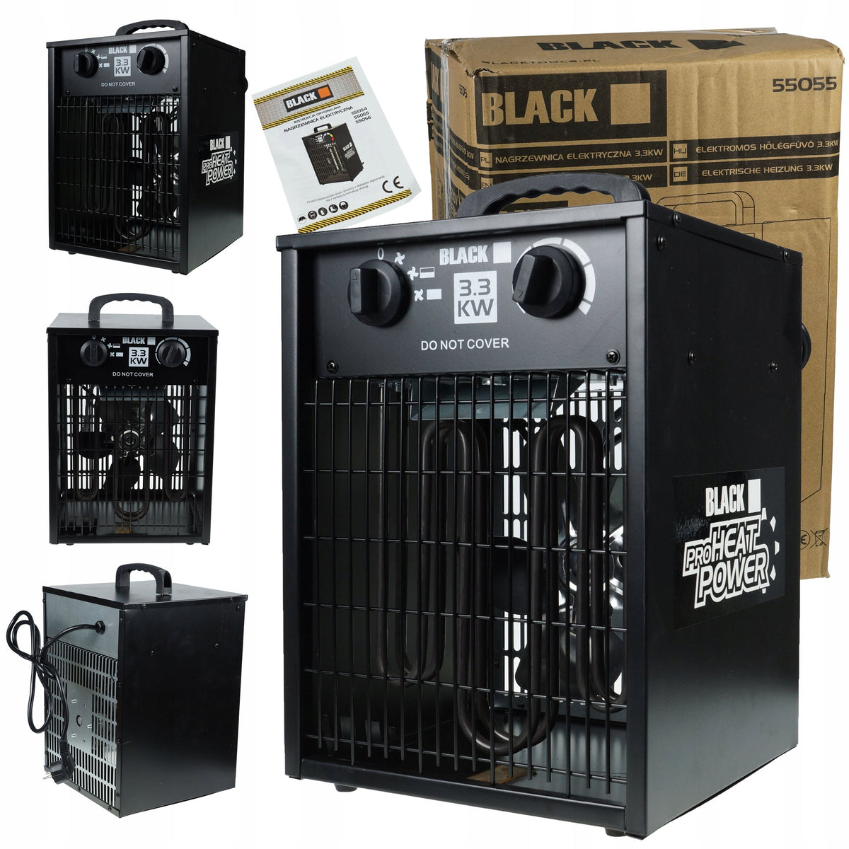ELECTRIC HEATER 2,2 KW BLACK Packaging status original