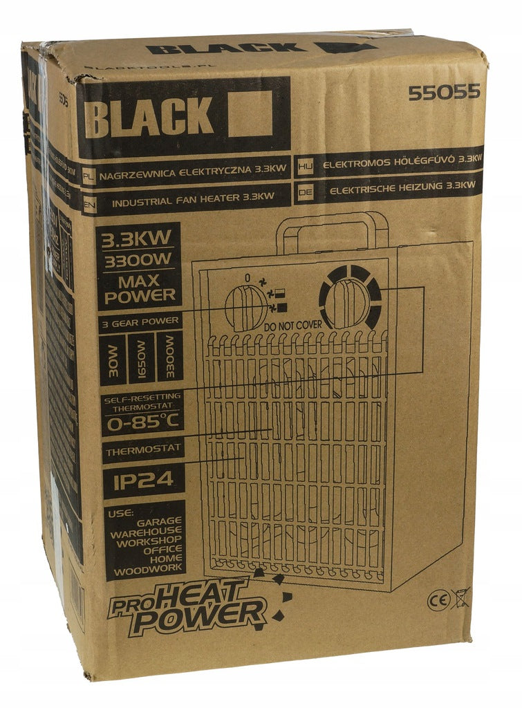 ELECTRIC HEATER 3,3KW BLACK DEHUMIDIFIER BLACK Manufacturer code 55055