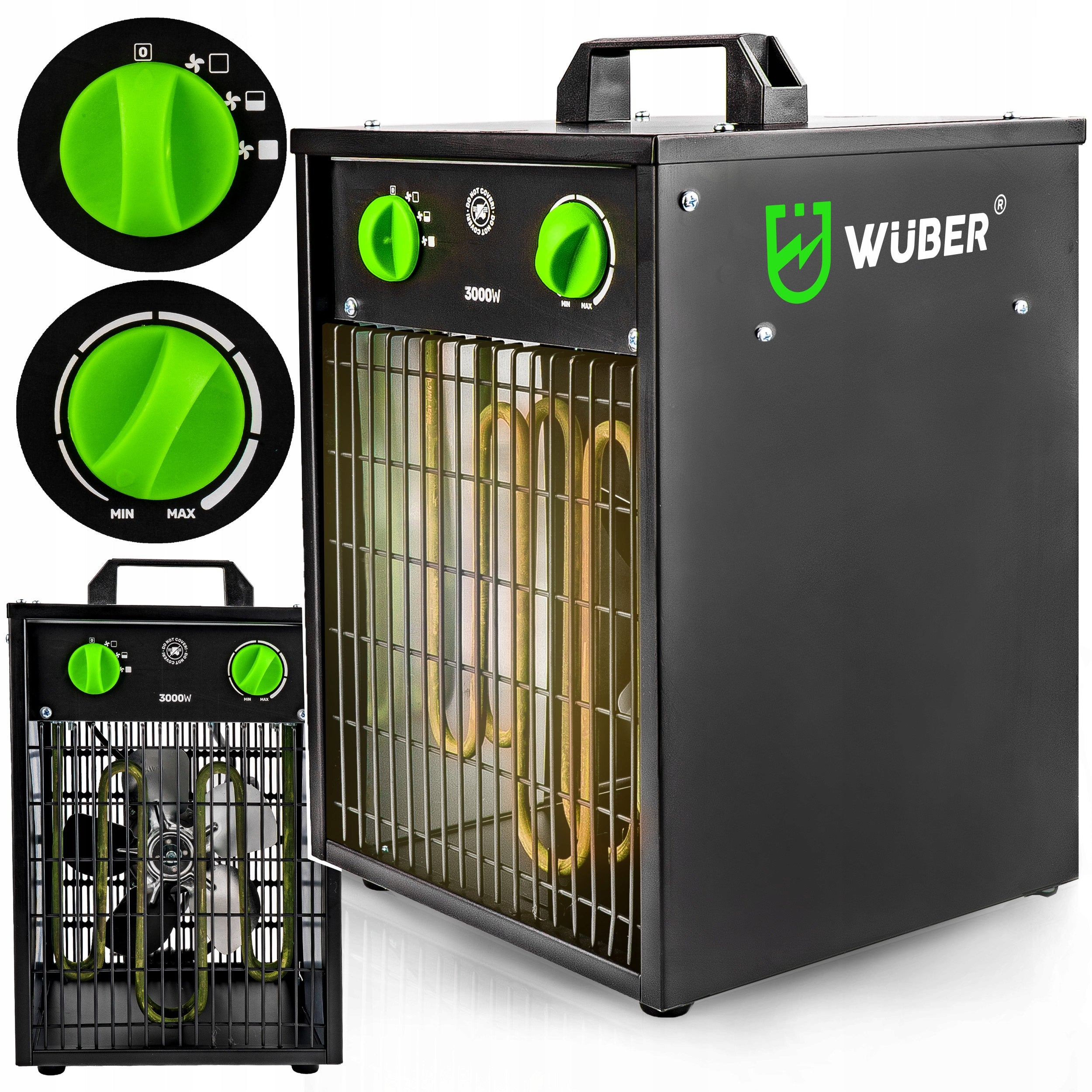 ELECTRIC HEATER 3KW POWERFUL BLOWER APRON THERMOSTAT HEATER 3000W