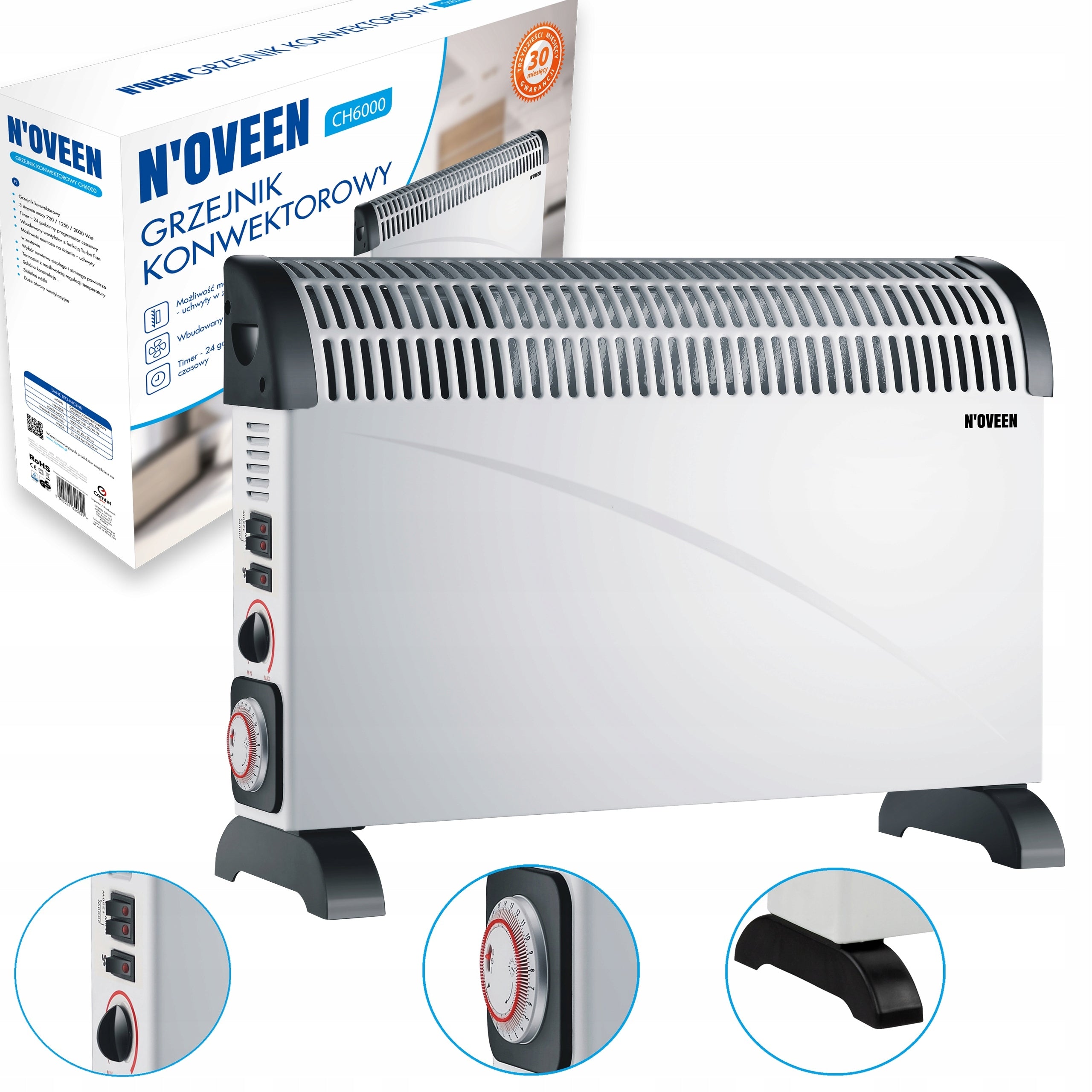 ELECTRIC HEATER ENERGY-SAVING CONVECTOR AIR SUPPLY TIMER STAND/HANGING Manufacturer code CH-6000