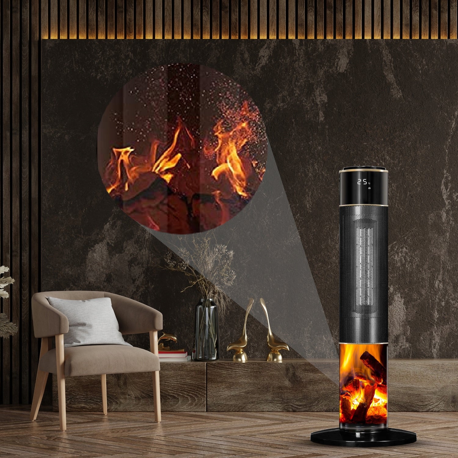 ELECTRIC HEATER FARELKA home bathroom FAN THERMOSTAT Manufacturer code 3D PRO+ najnowszy model z efektem płomieni