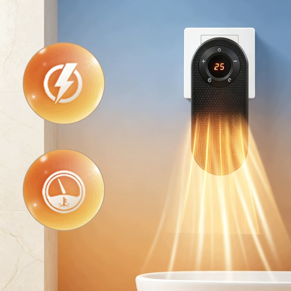 ELECTRIC HEATER MINI APRON OUTLET FAN HEATER REMOTE CONTROL Dominant color black