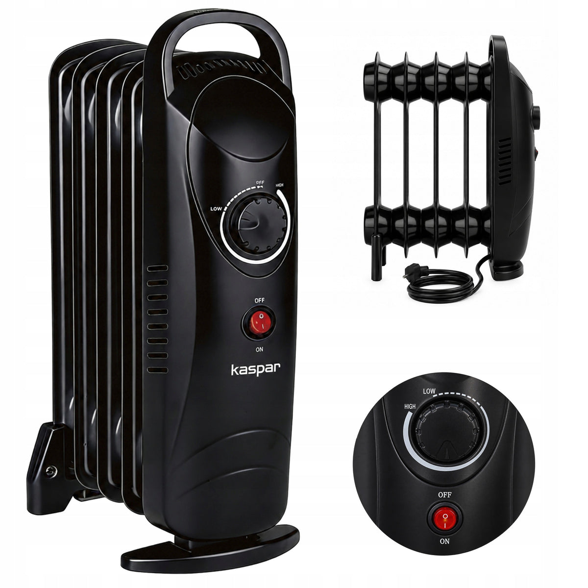 ELECTRIC HEATER OIL HEATER NOISELESS 5 RIBS 500WATT THERMOSTAT