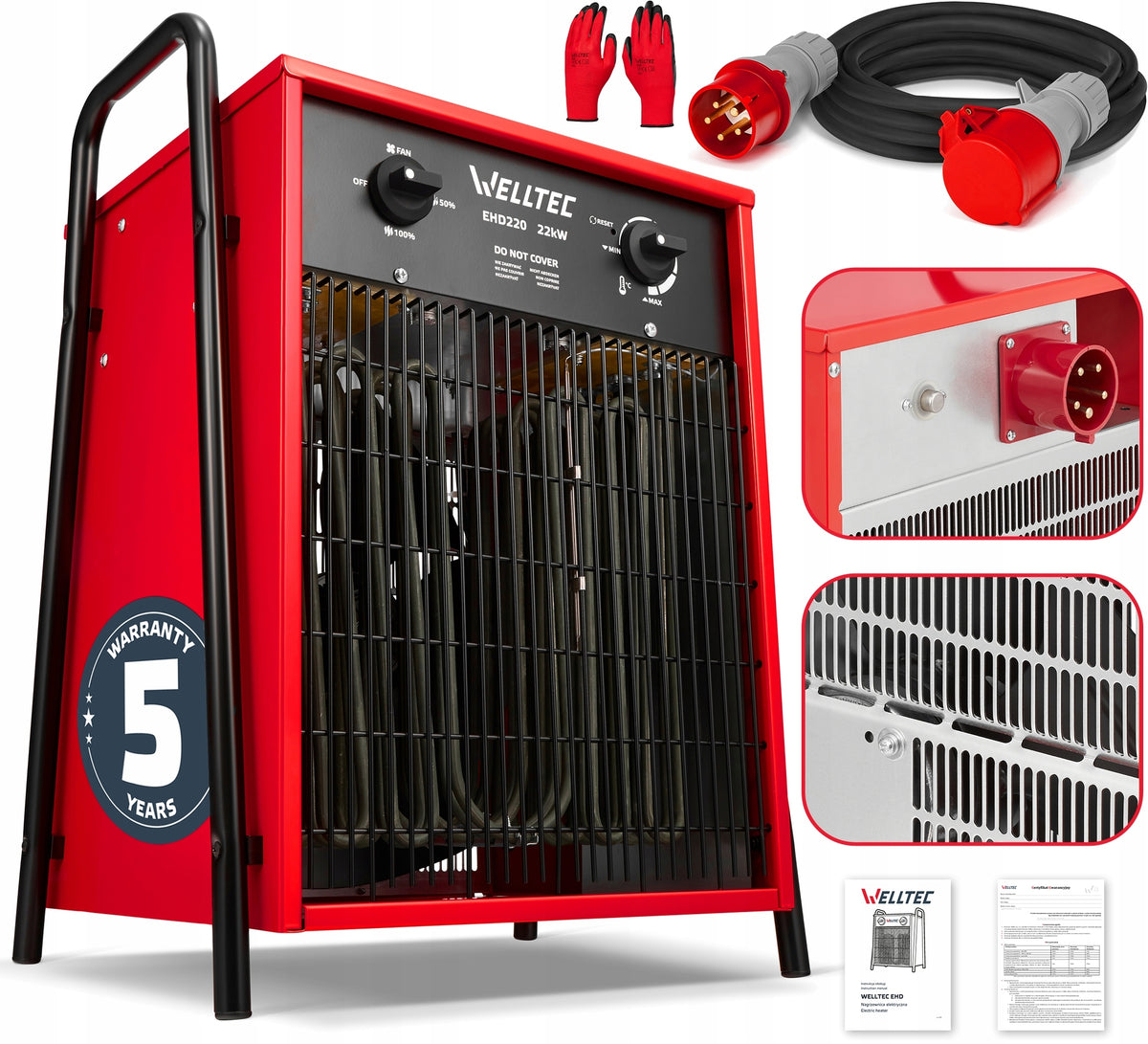ELECTRIC HEATER WELLTEC EHD220 | BLOWER | 22kW | 2541 m³/h +CABLE