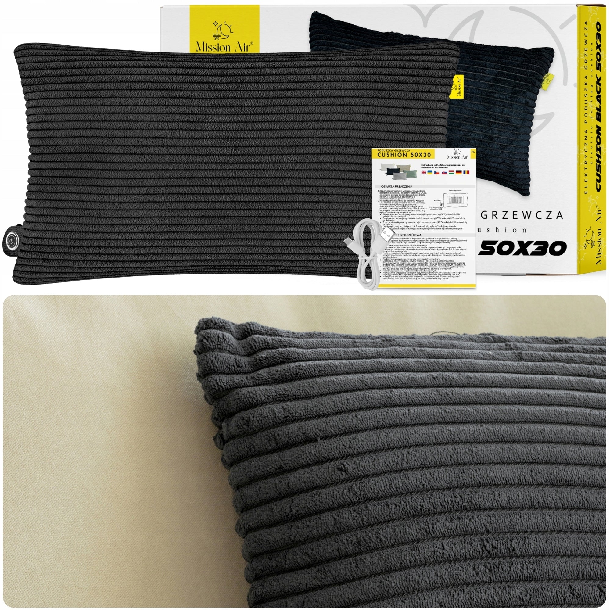 ELECTRIC HEATING CUSHION 50X30cm USB-C 3 levels of heating EAN (GTIN) 5905910414938