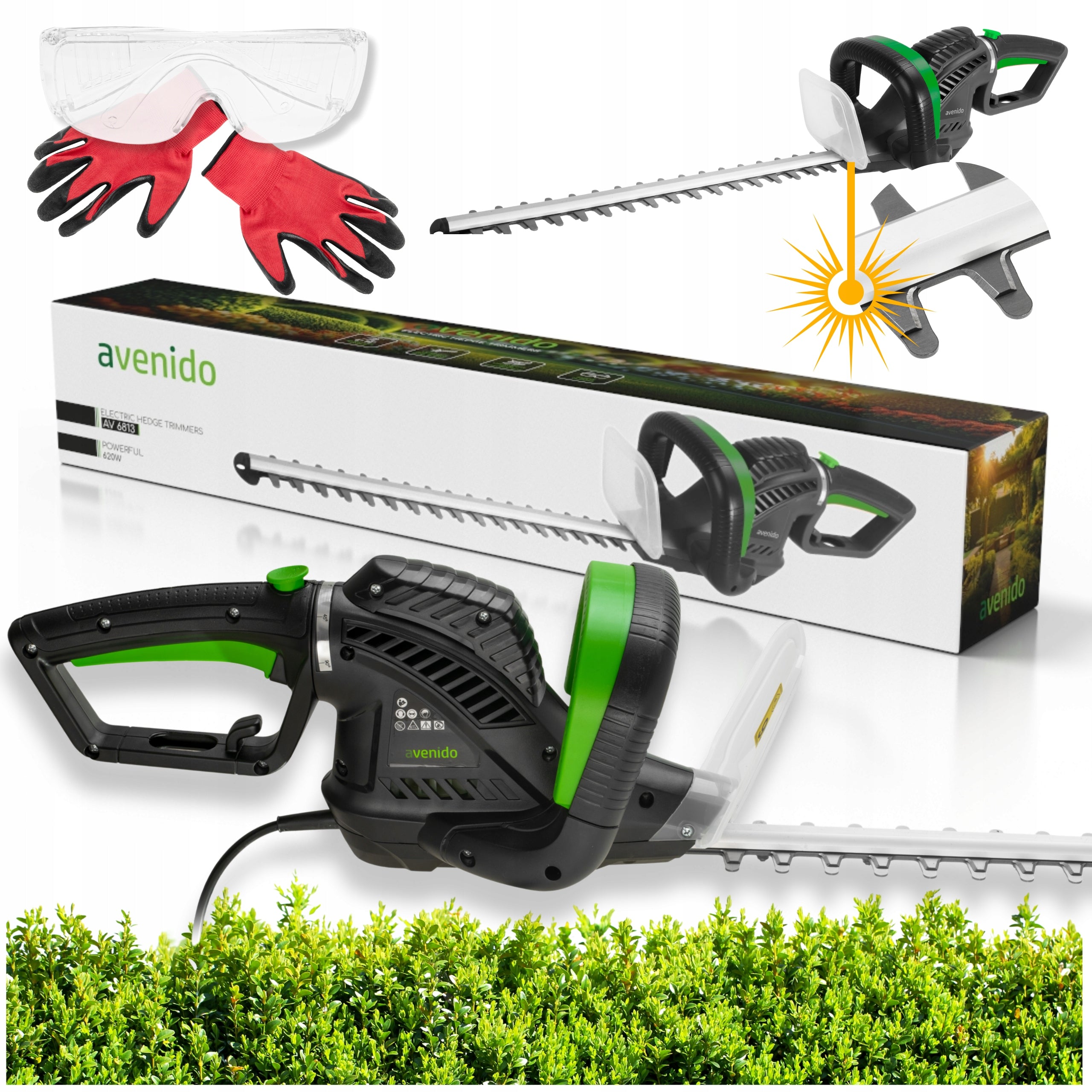 ELECTRIC HEDGE TRIMMER 61cm for cutting pruning bushes AVENIDO