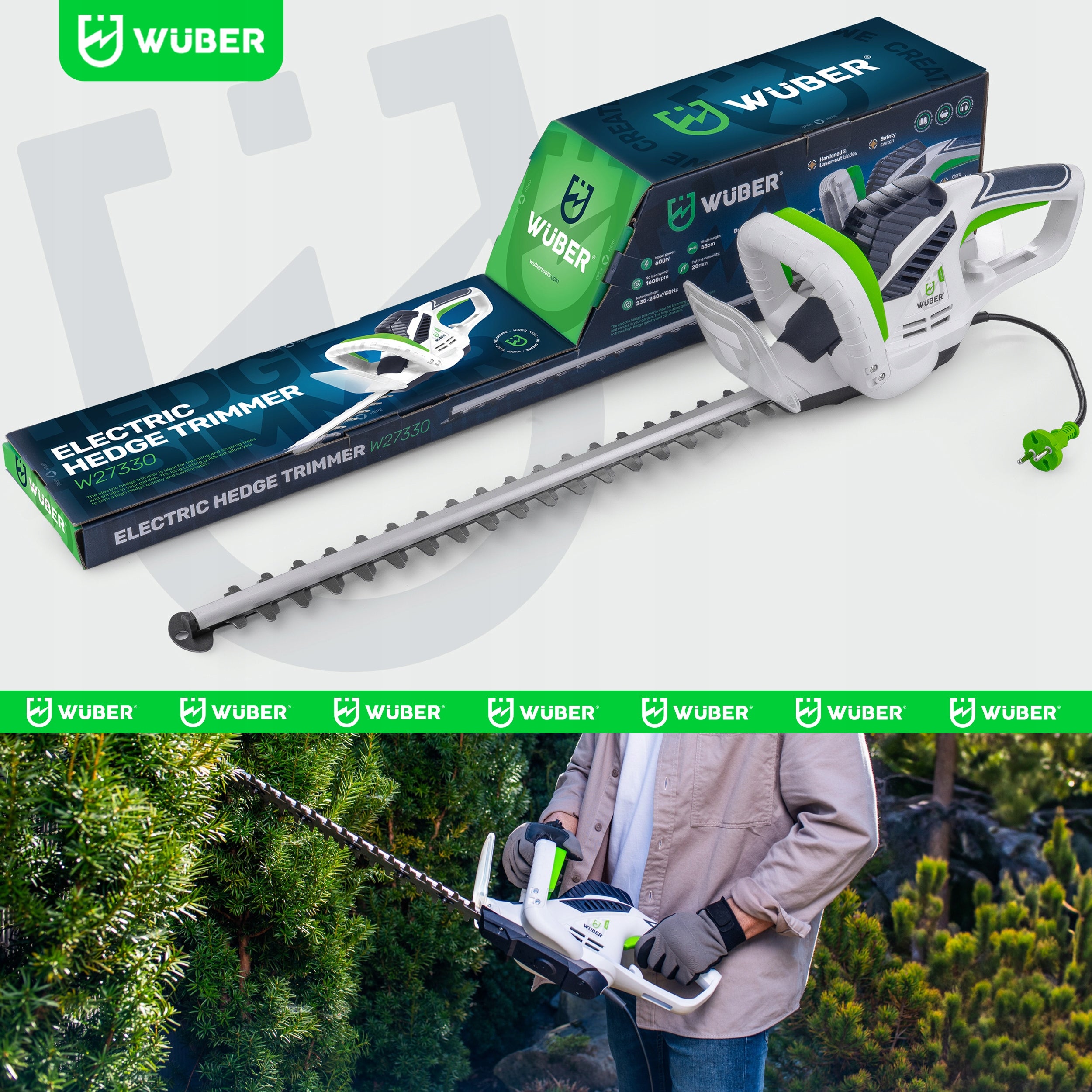 ELECTRIC HEDGE TRIMMERS CUTTING BUSHES PRUNING BRANCHES 55CM Manufacturer code W27330