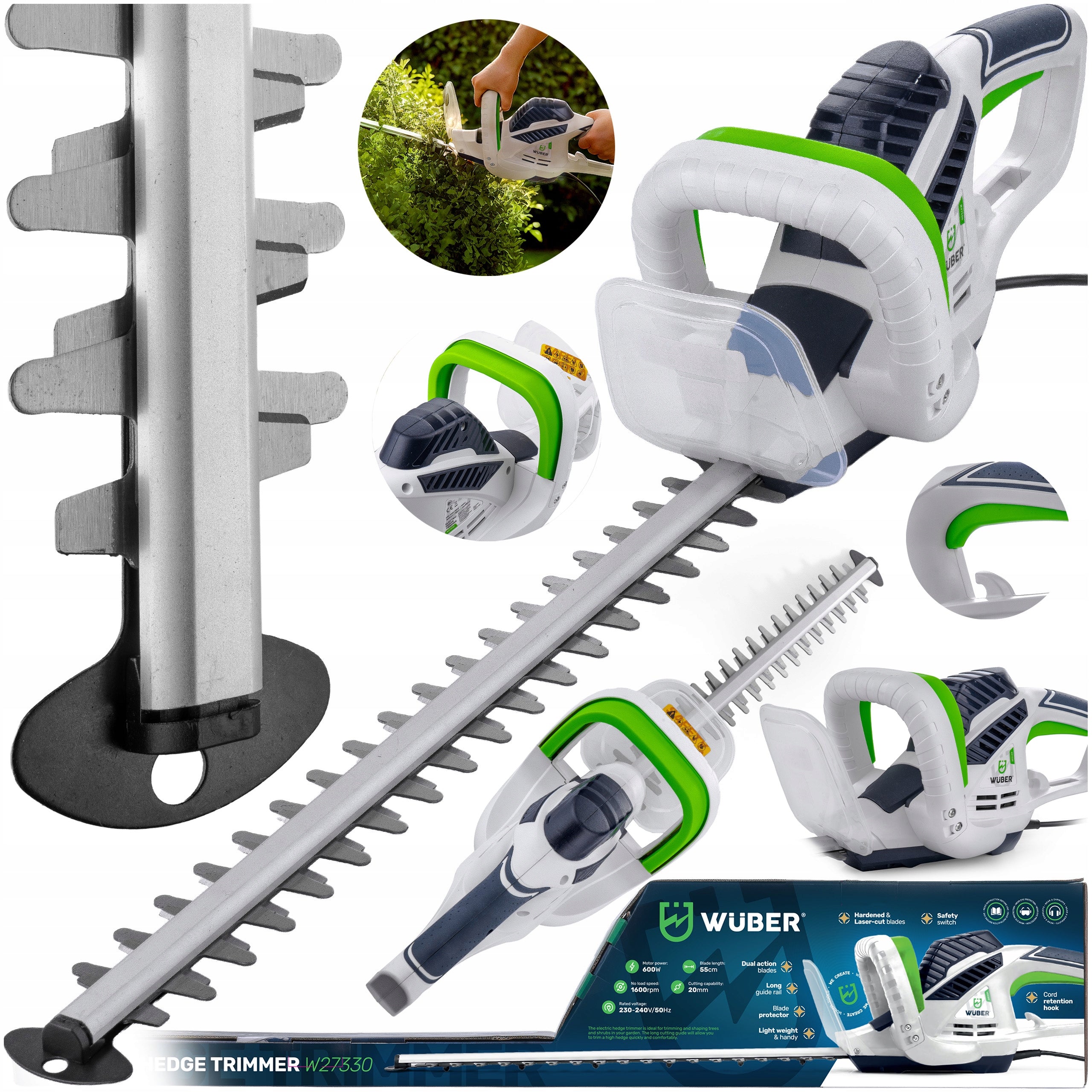 ELECTRIC HEDGE TRIMMERS CUTTING BUSHES PRUNING BRANCHES 55CM